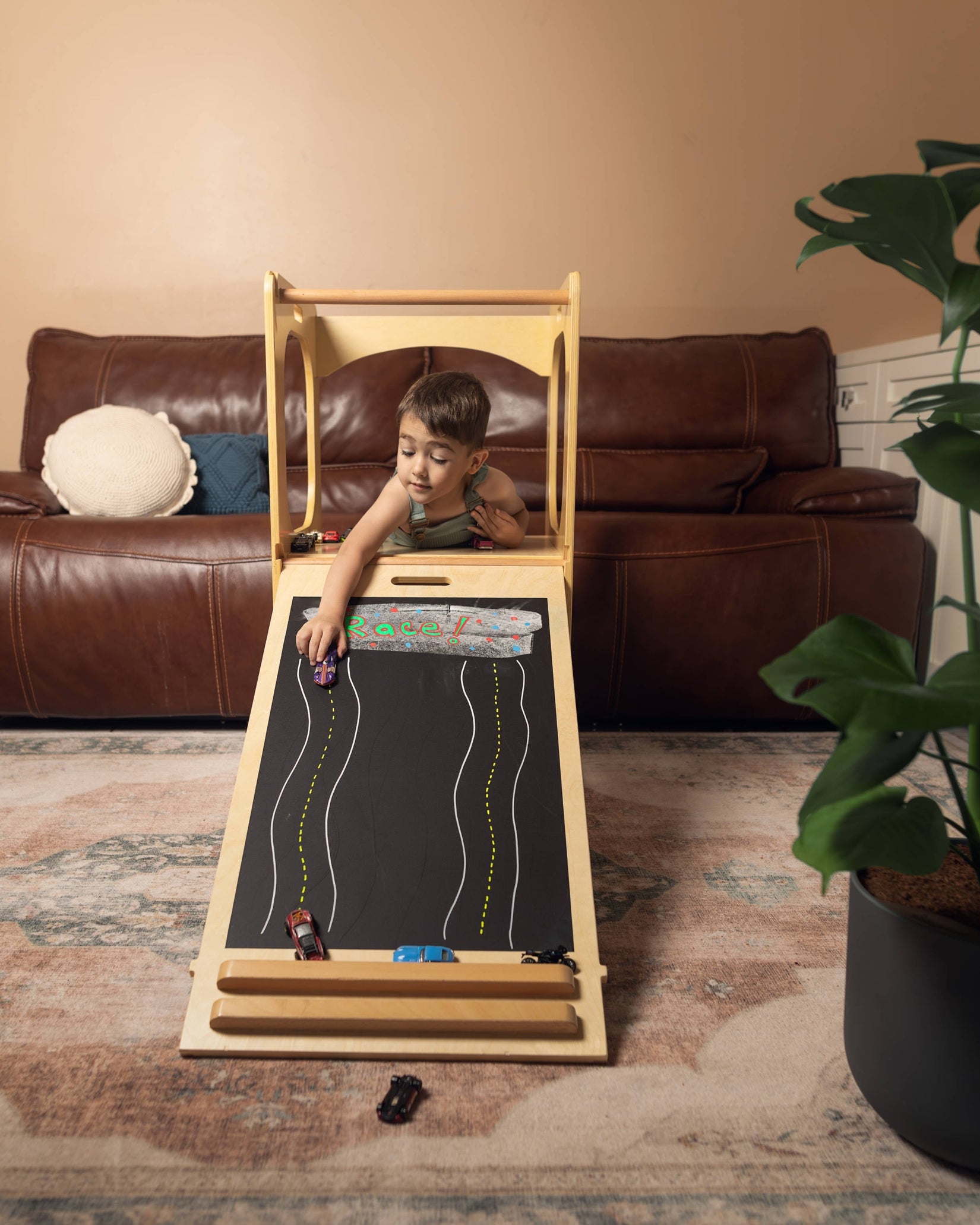 Waldorf Play Tower with Slide & Chalkboard