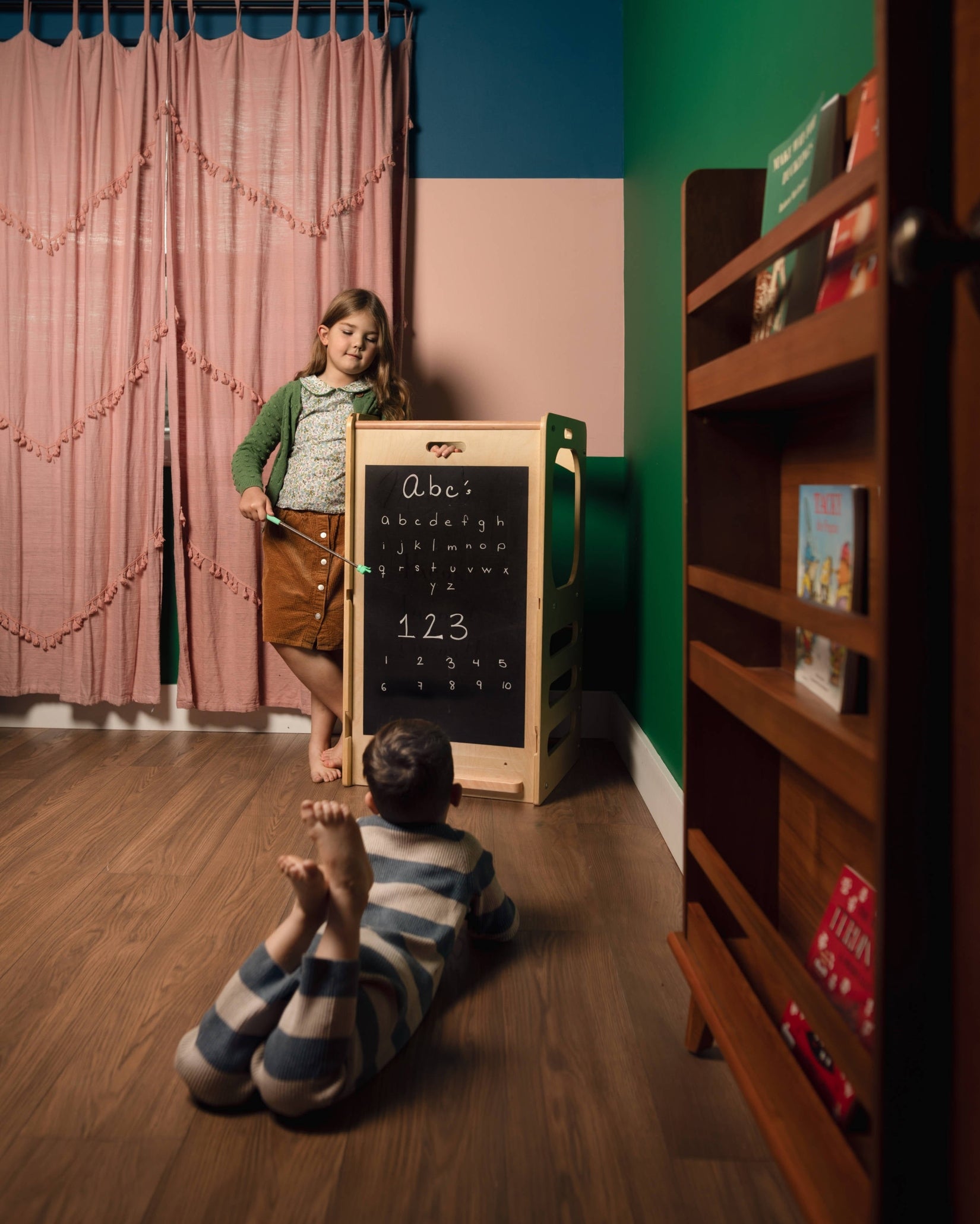 Waldorf Play Tower with Slide & Chalkboard