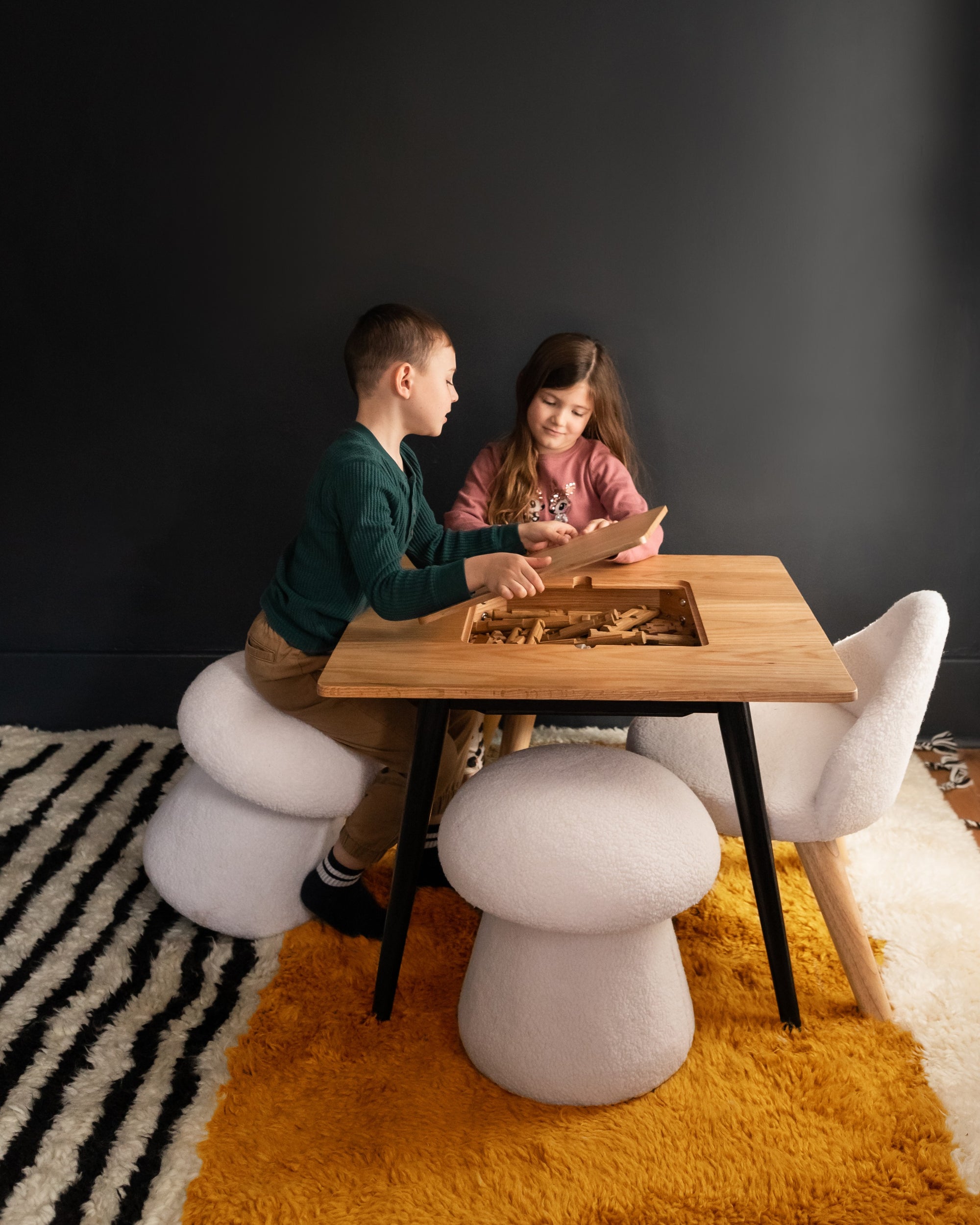 Ruben Children Table & Mushroom Stools