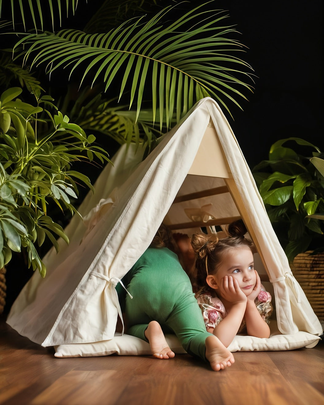 Large Foldable Climbing Triangle with Tent & Pillow - Natural