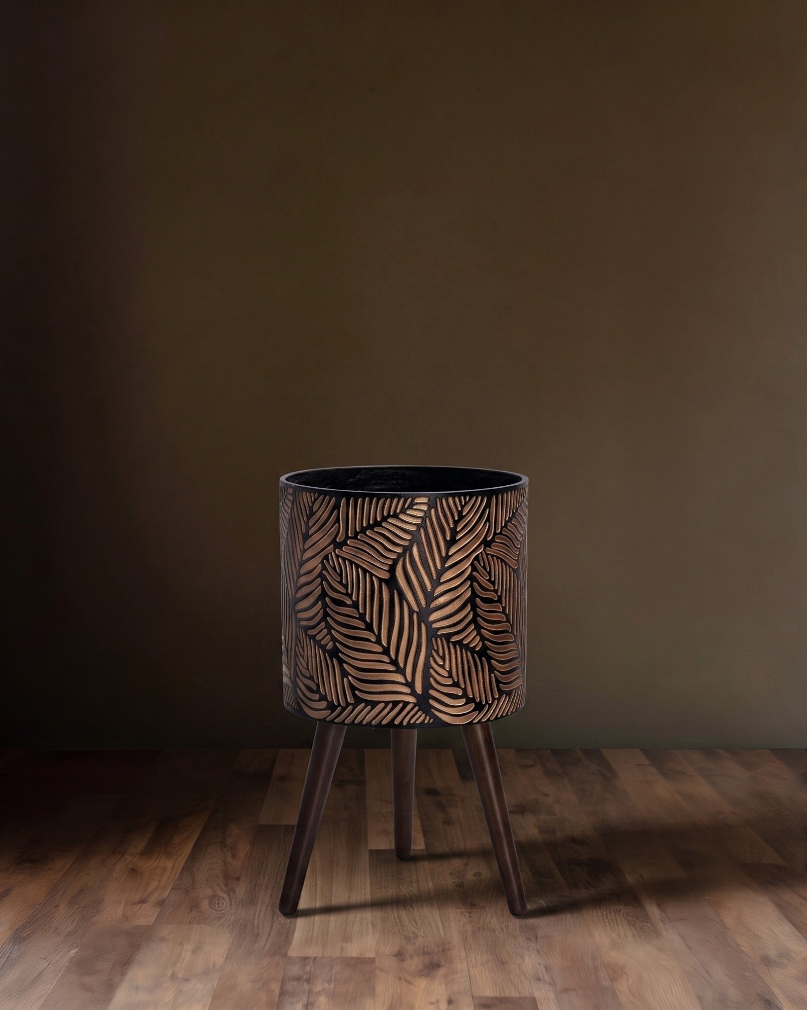 The Botanical Relief Trio - Carved Bronze &amp; Walnut Stand Collection