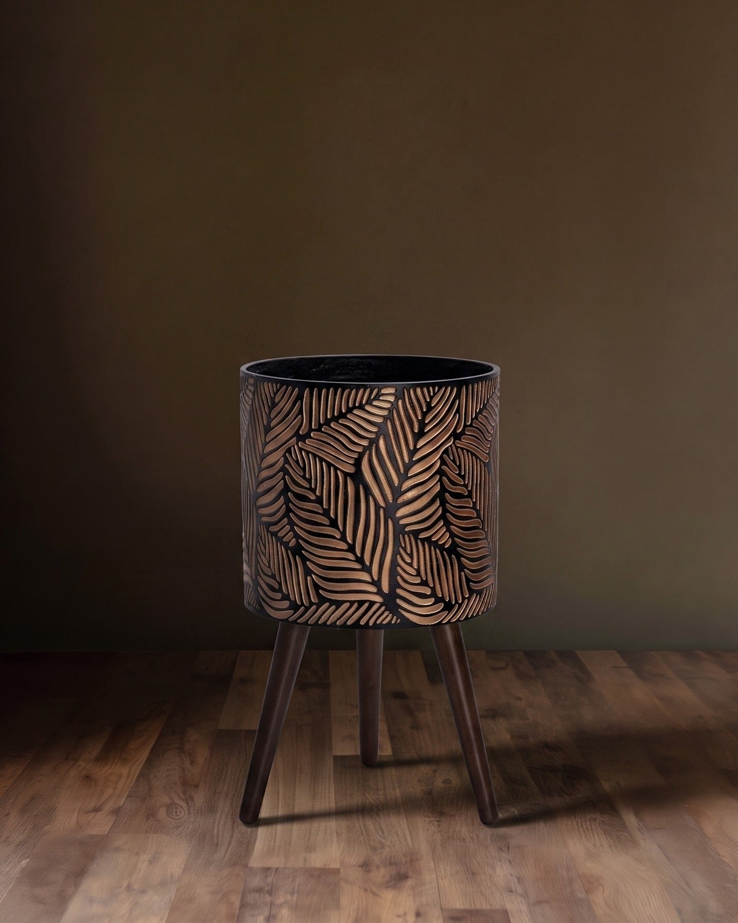 The Botanical Relief Trio - Carved Bronze &amp; Walnut Stand Collection