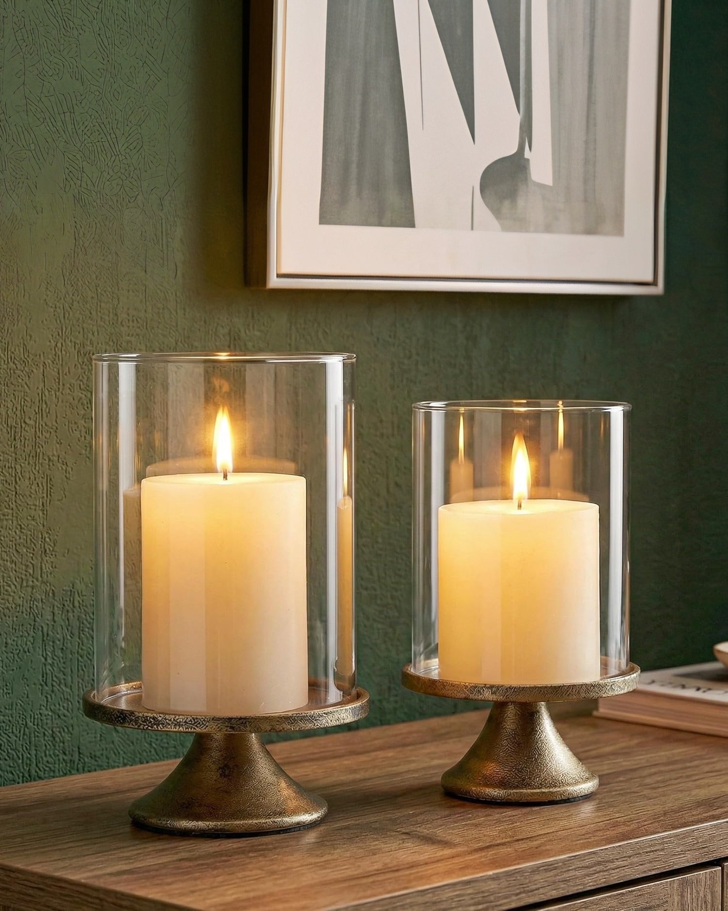Elysian Hand-Forged Iron &amp; Glass Candle Holders
