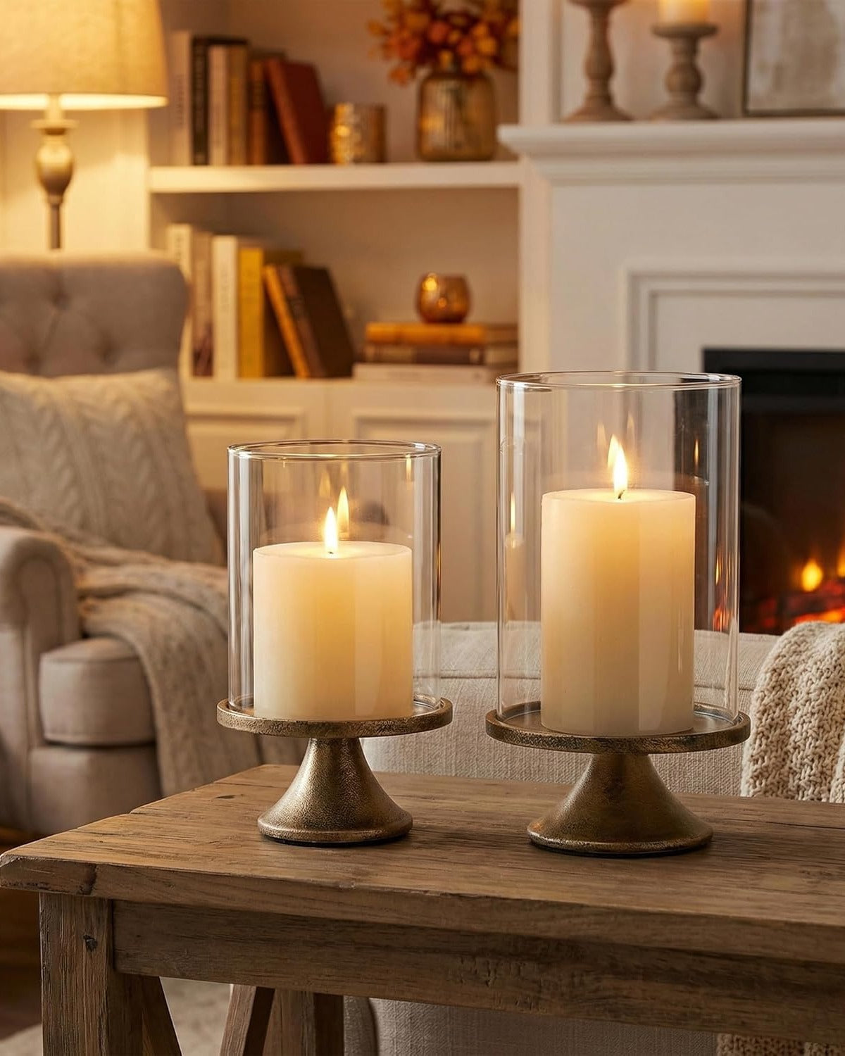 Elysian Hand-Forged Iron &amp; Glass Candle Holders