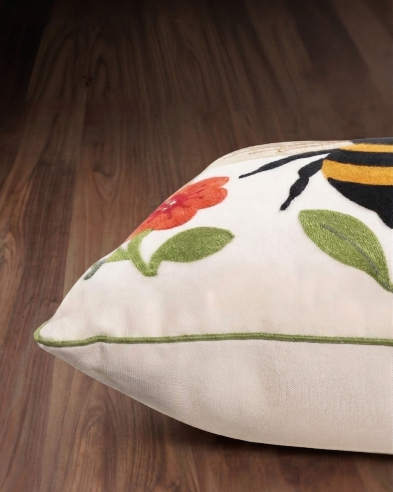 The Honeybee Botanical Embroidered Accent Pillow