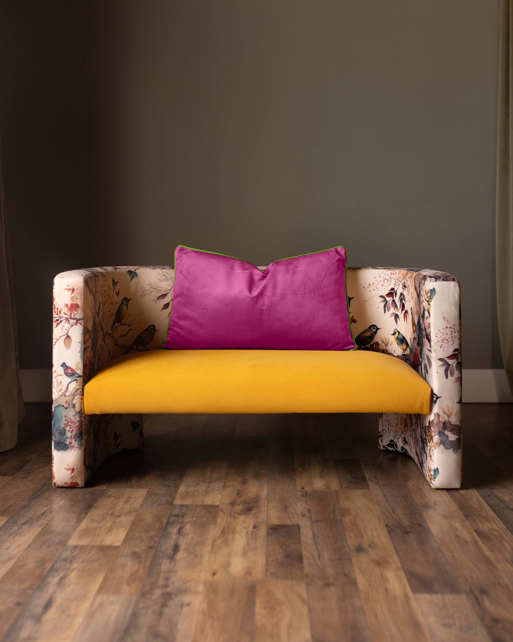 Double Sided Velvet Pillow Emerald/Fuchsia