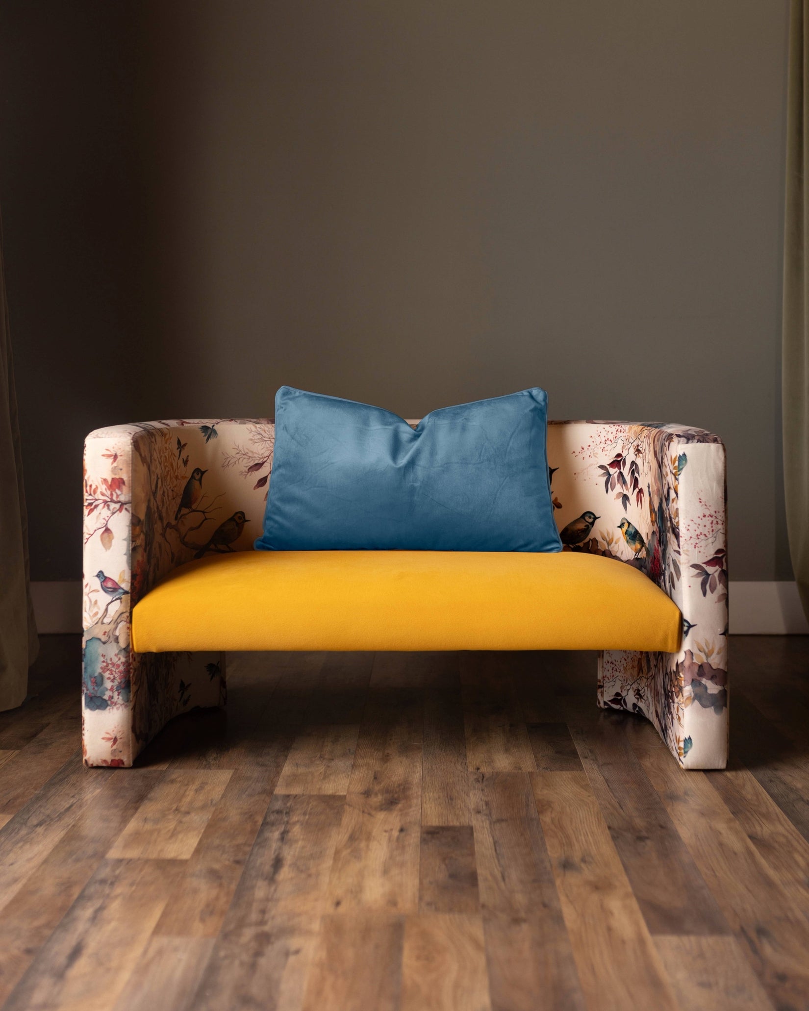 Double Sided Velvet Pillow Blue/Crimson