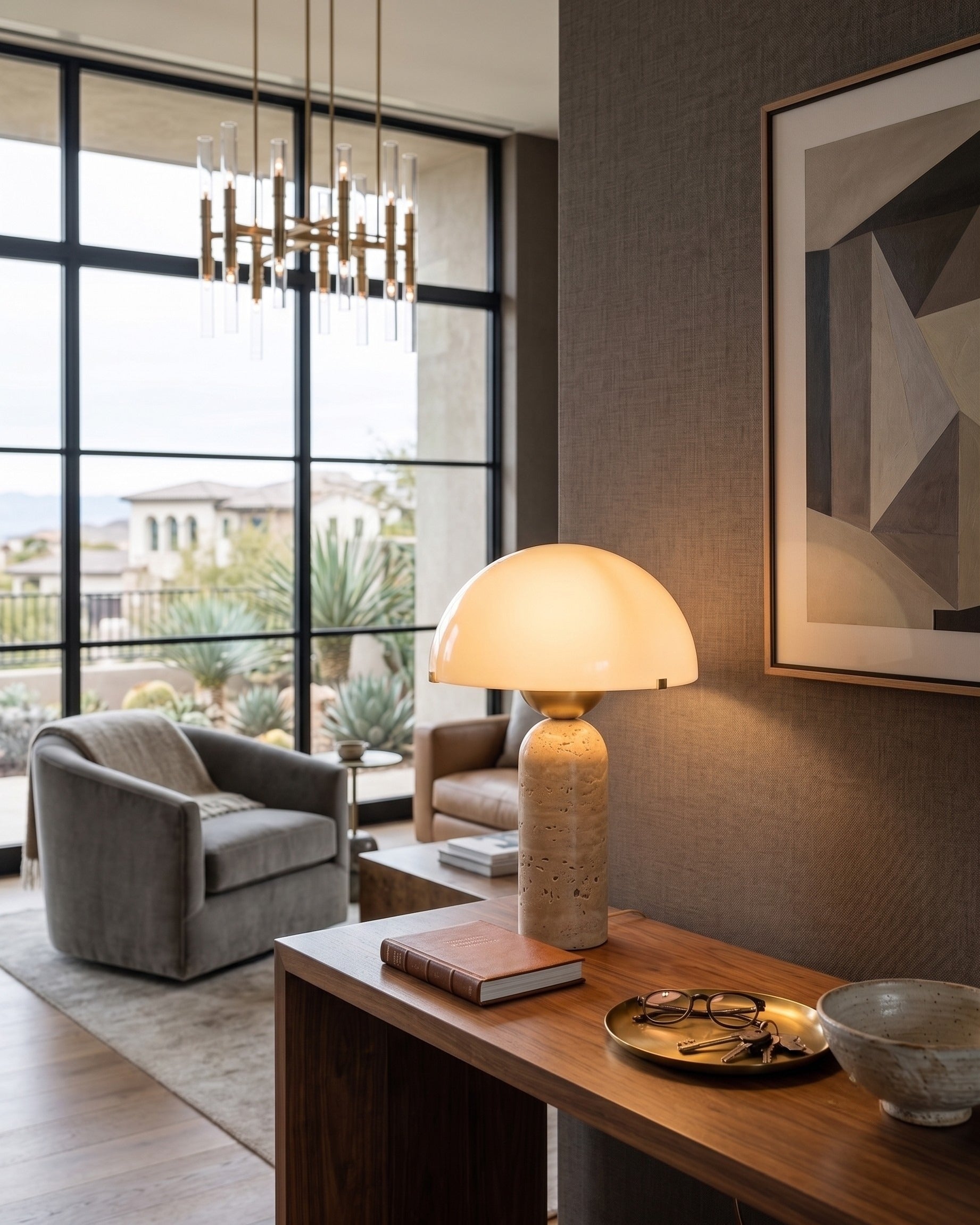 The Aurelian Pillar Travertine Lamp