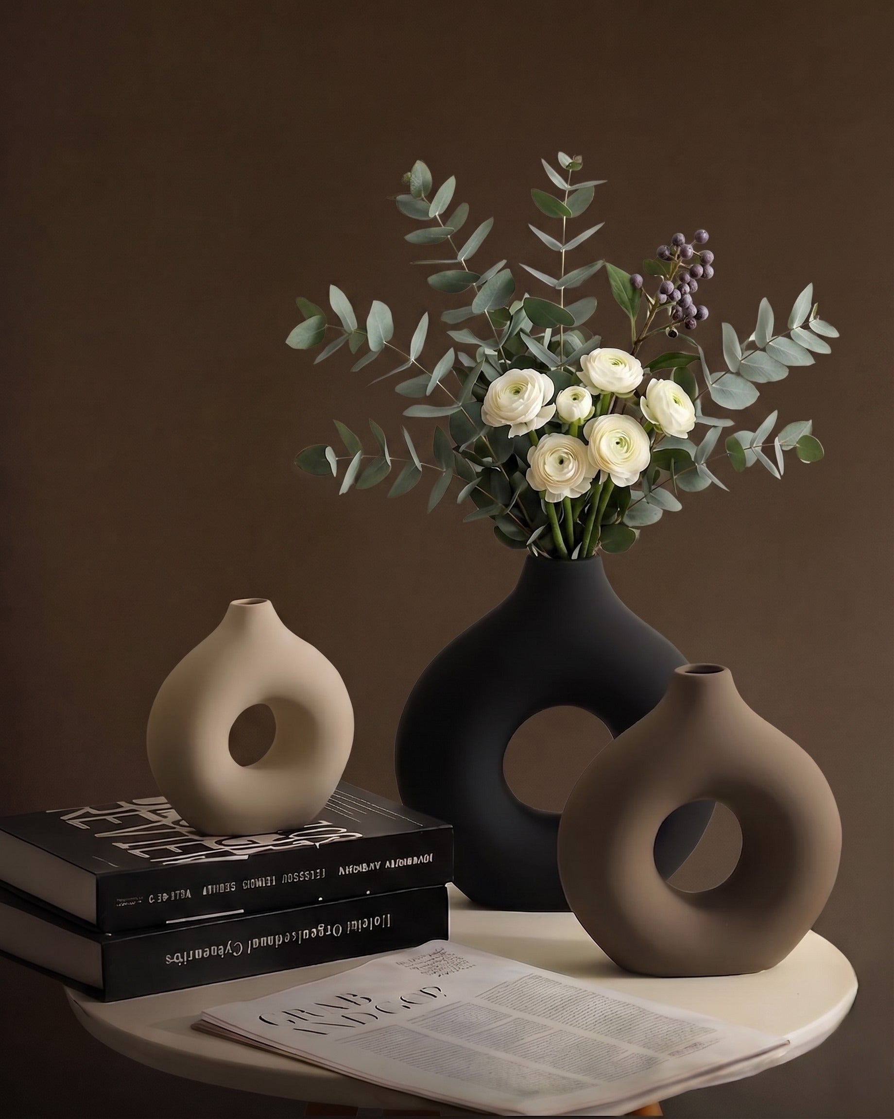 The Eclipse Trio | Handcrafted Matte Ceramic Vase Set