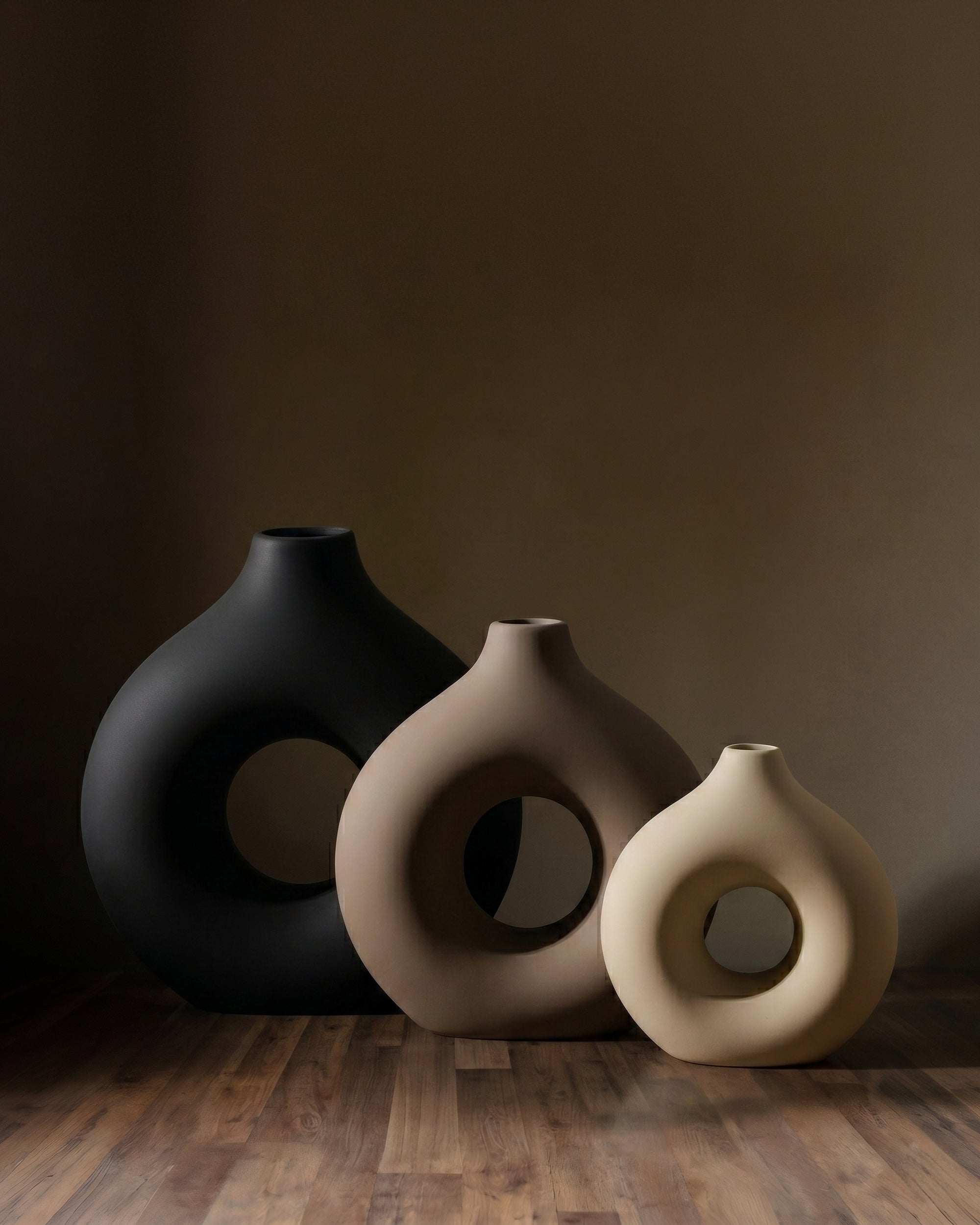 The Eclipse Trio | Handcrafted Matte Ceramic Vase Set