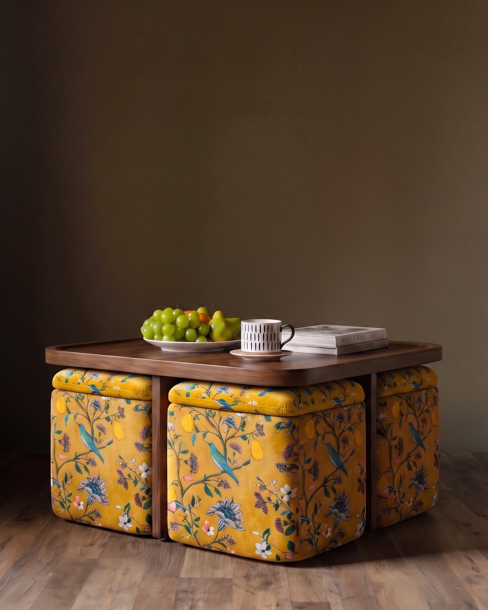 The Regal Botanica Nested Cocktail Table &amp; Ottomans