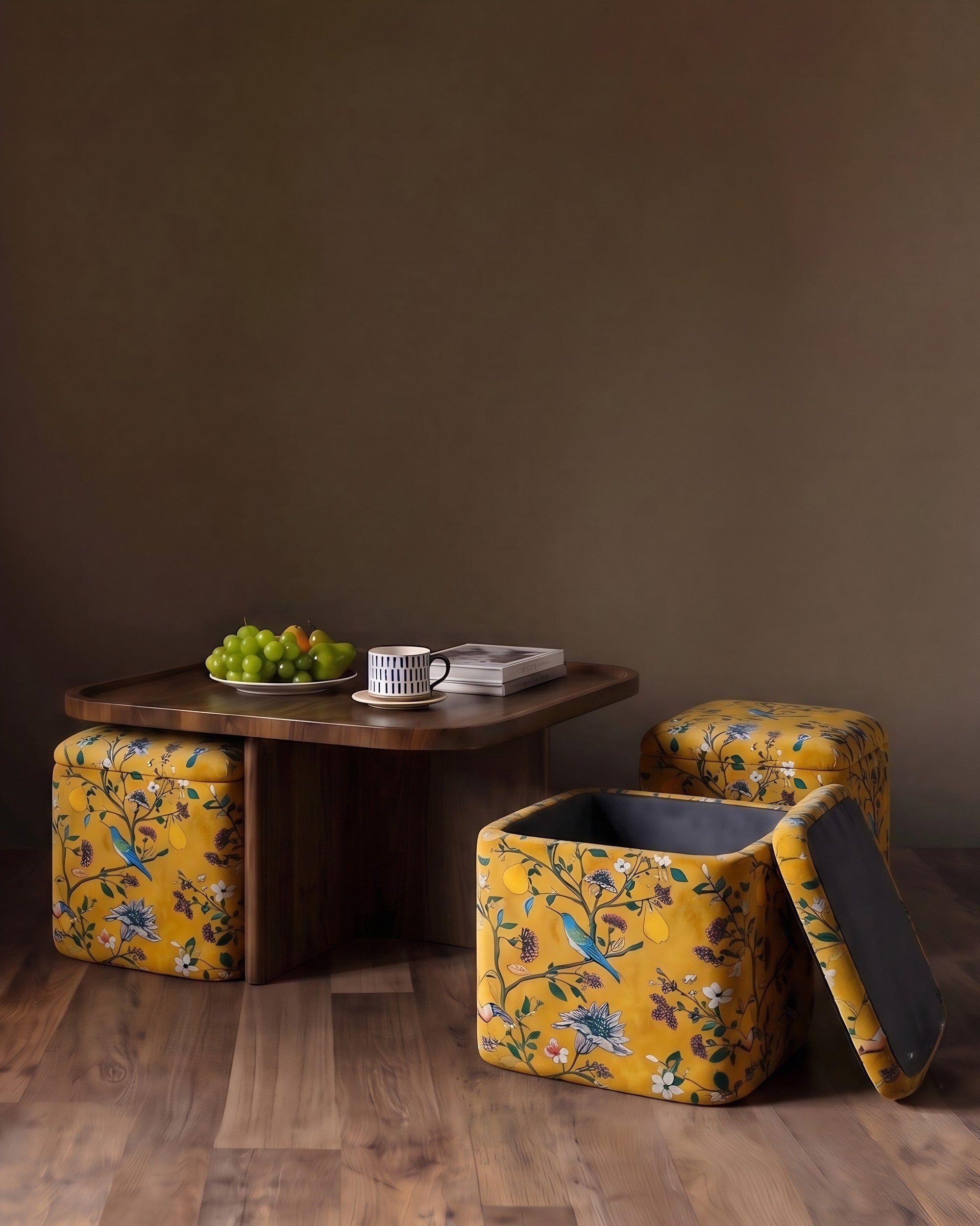 The Regal Botanica Nested Cocktail Table &amp; Ottomans