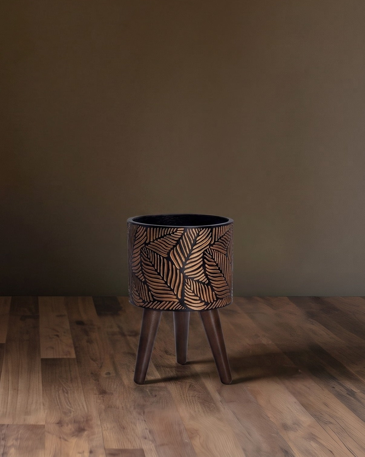 The Botanical Relief Trio - Carved Bronze &amp; Walnut Stand Collection