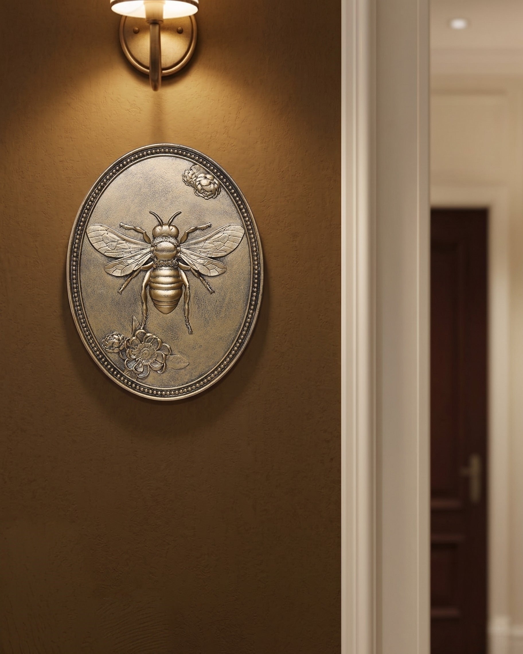 The Queen Bee Vintage-Style Medallion Oval Wall Plaque