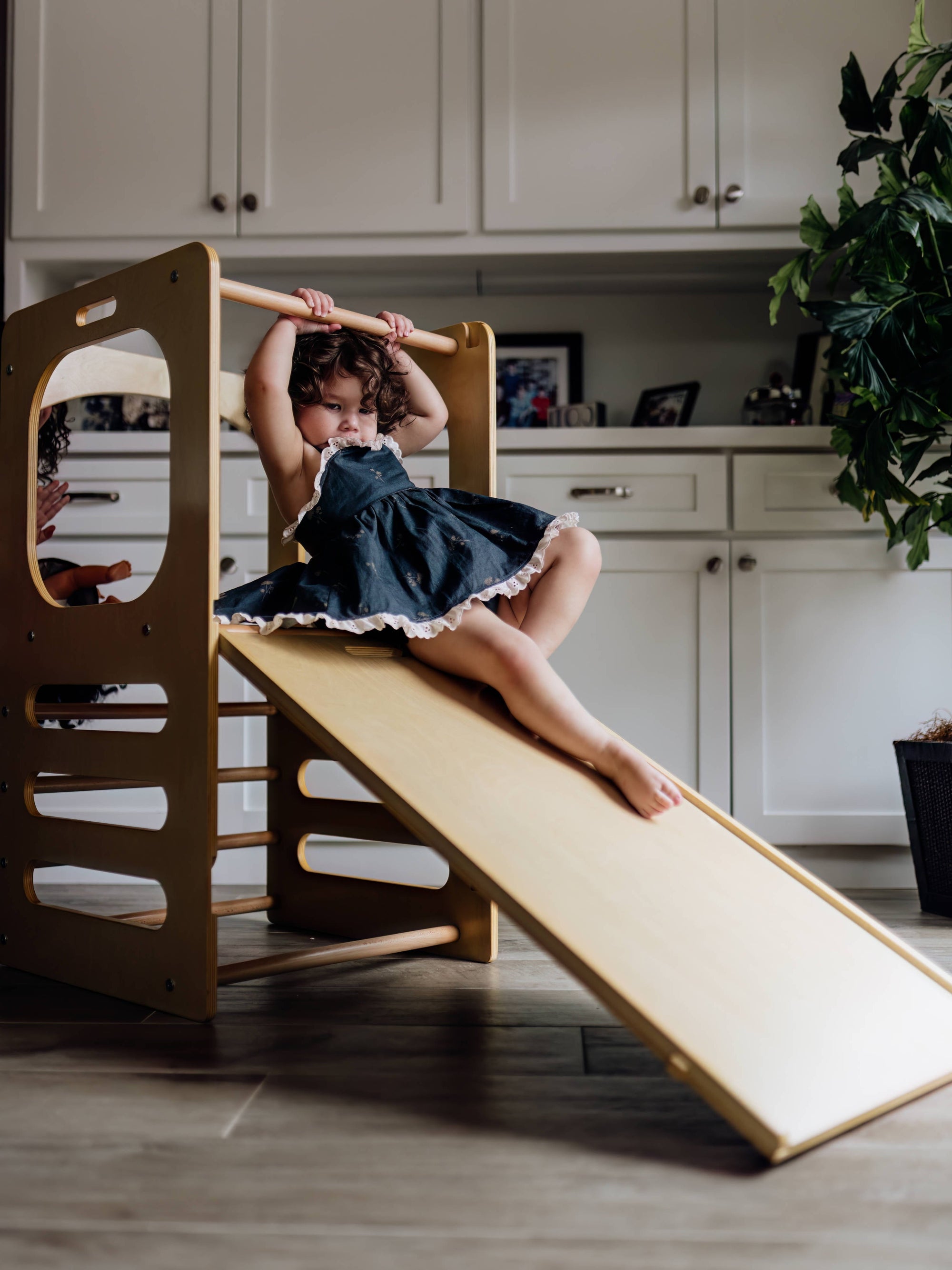 Waldorf Play Tower with Slide &amp; Chalkboard