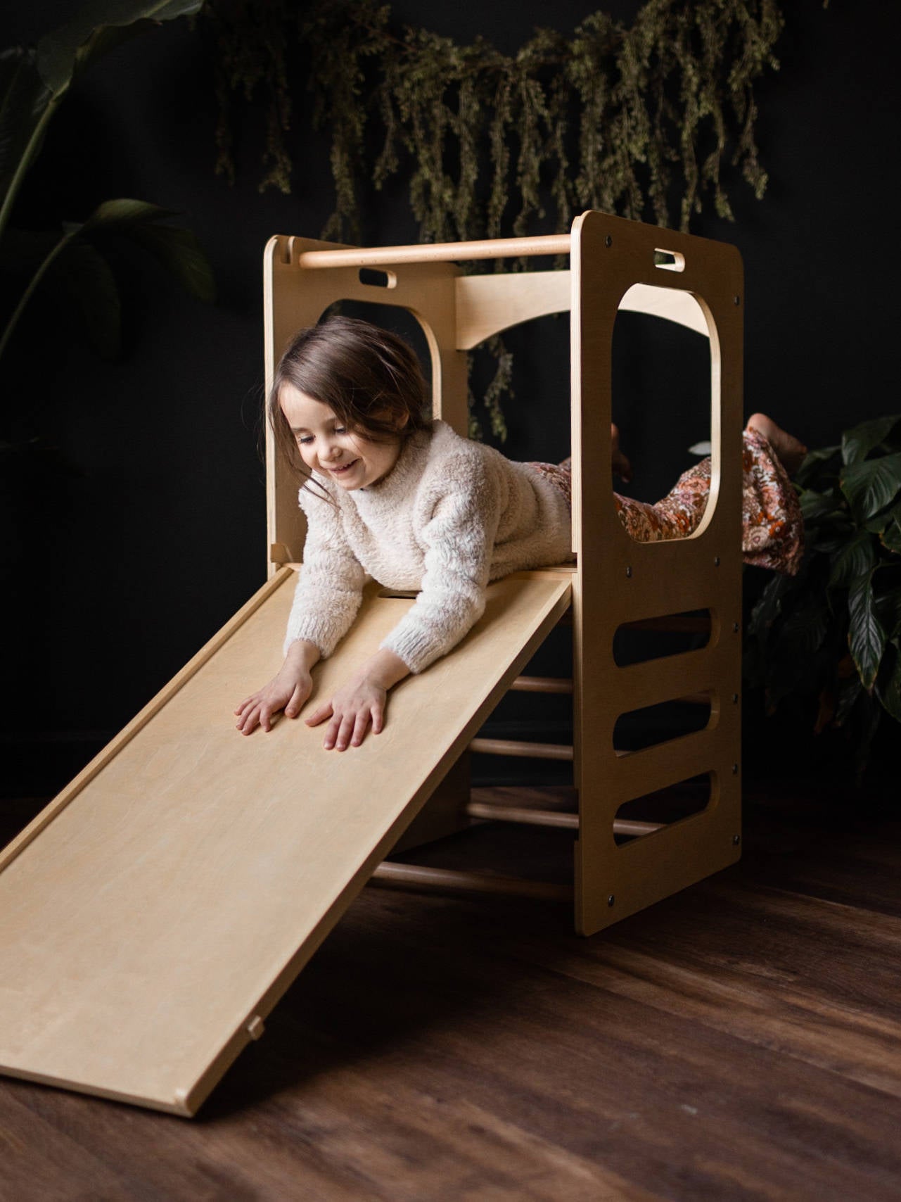 Waldorf Play Tower with Slide &amp; Chalkboard