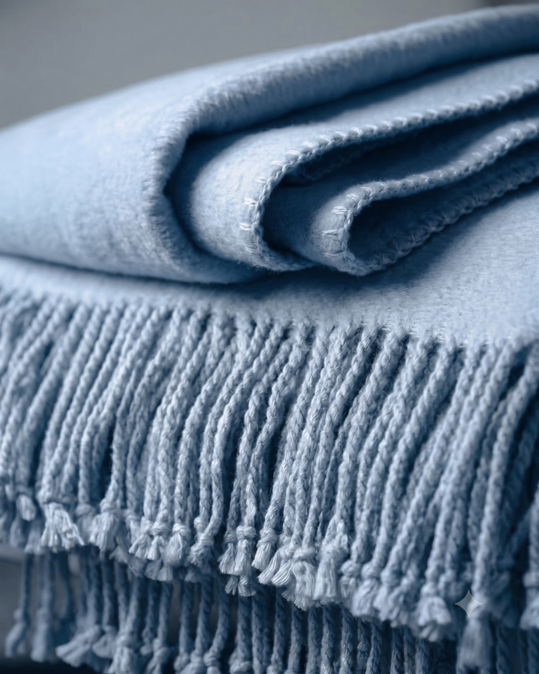 Cascadia Fringed Mulberry Silk Throw – Powder Blue