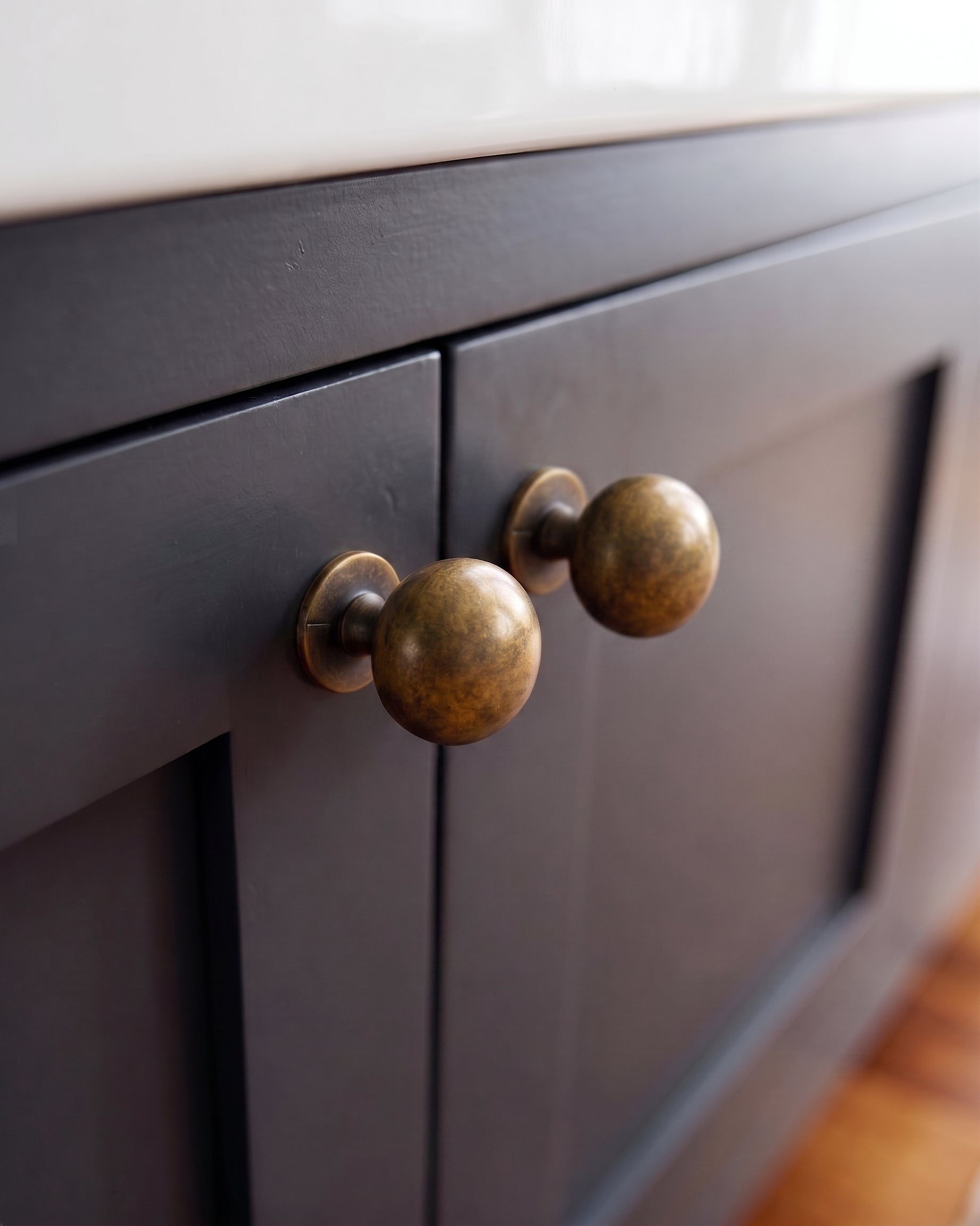 The Aurelia Sphere Knob – Antique Brass Cabinet Knob