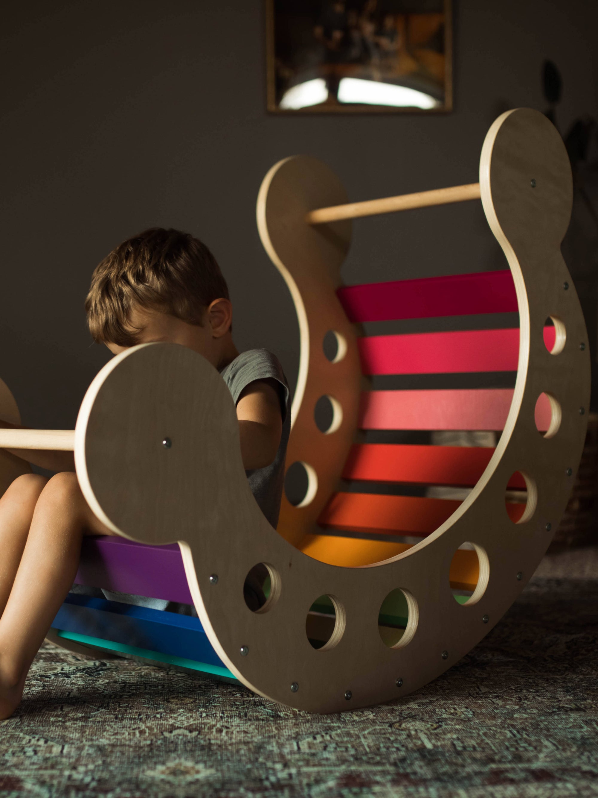 Jumbo Waldorf Rocker with Rods Rainbow