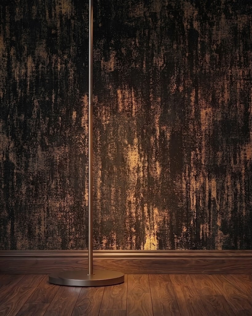 Aurelia Distressed Metallic Wall Covering – Obsidian &amp; Burnished Gold
