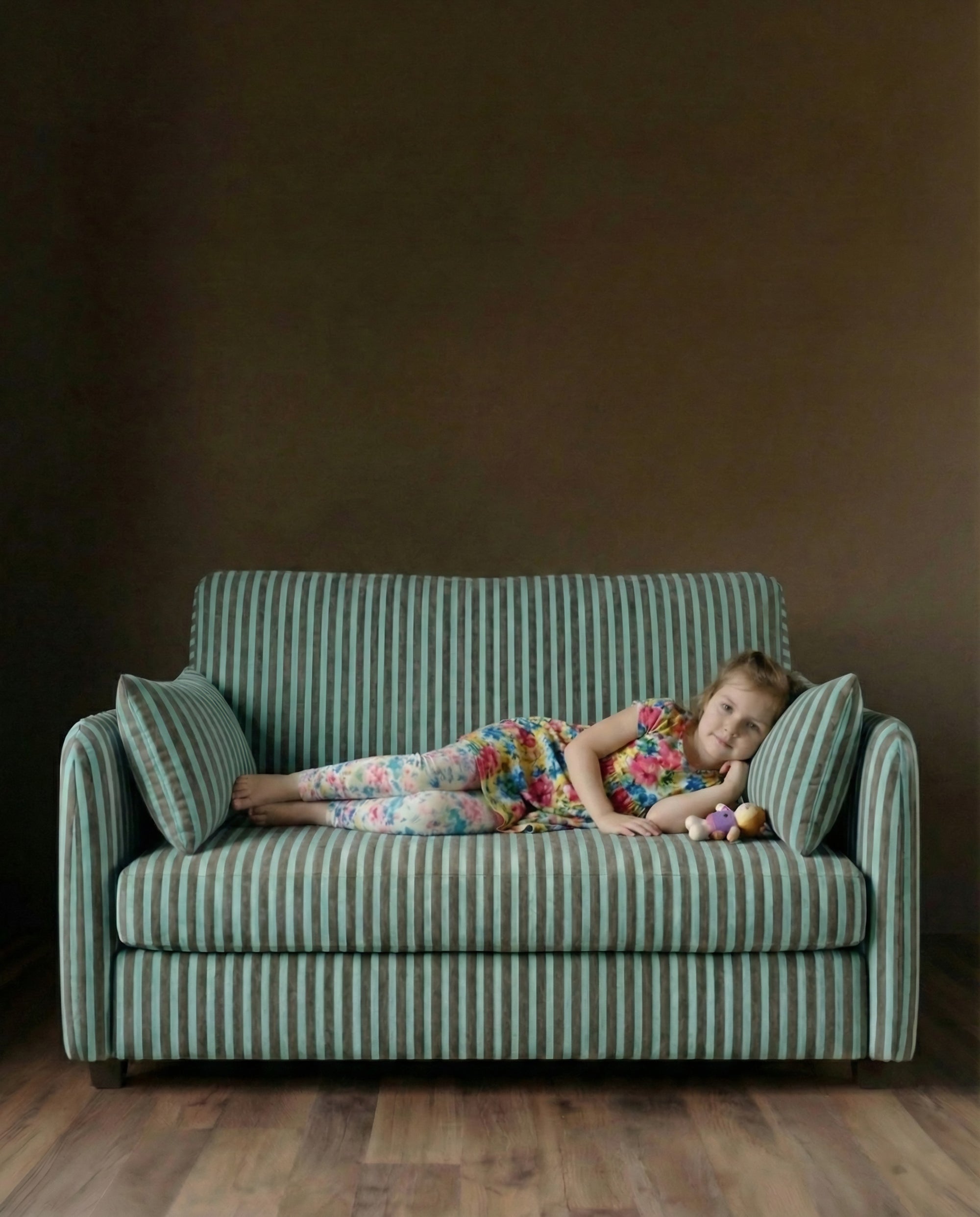 Edloe Linen Velvet Child Sofa - Turquoise
