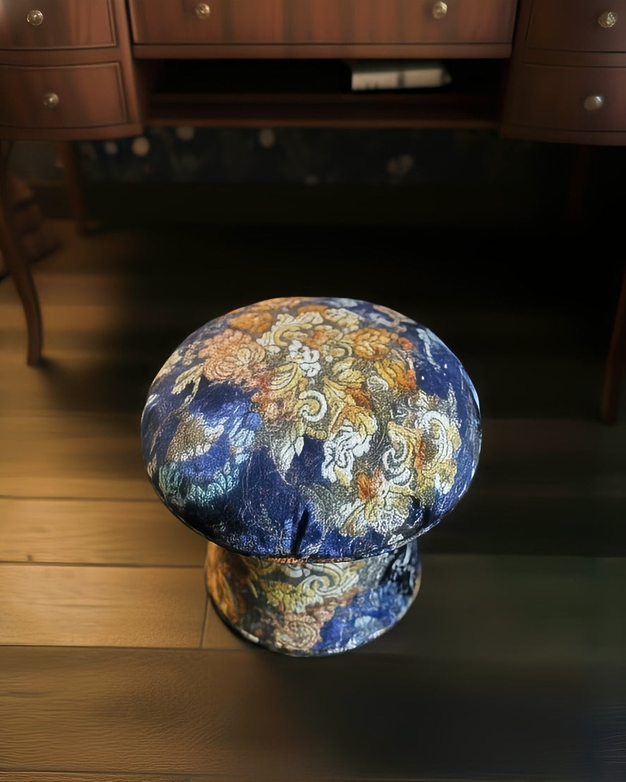 Botticelli Blue Velvet Mushroom Stool