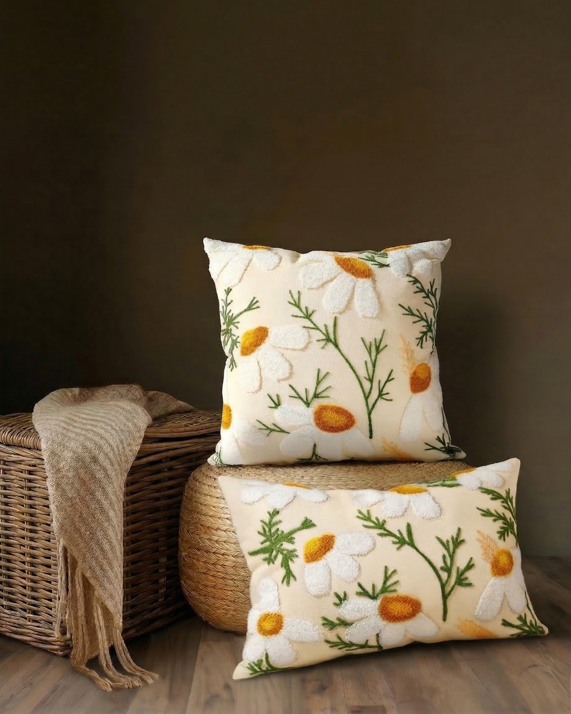 The Provincial Field Embroidered Decorative Pillows