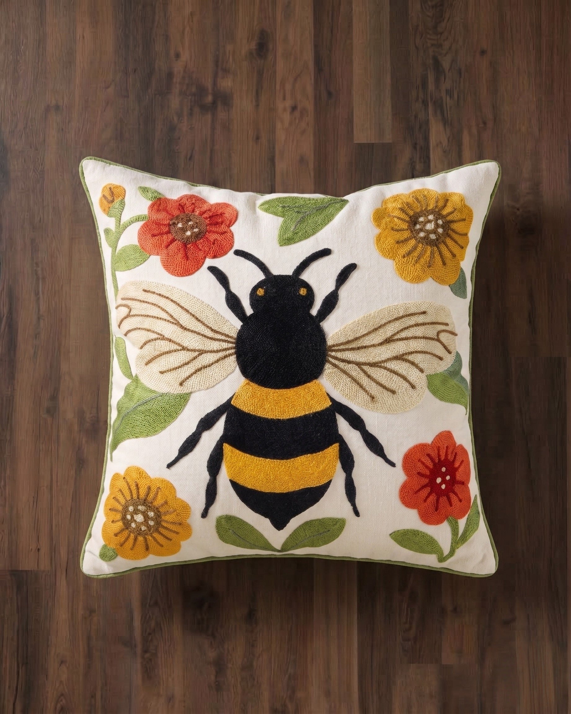 The Honeybee Botanical Embroidered Accent Pillow