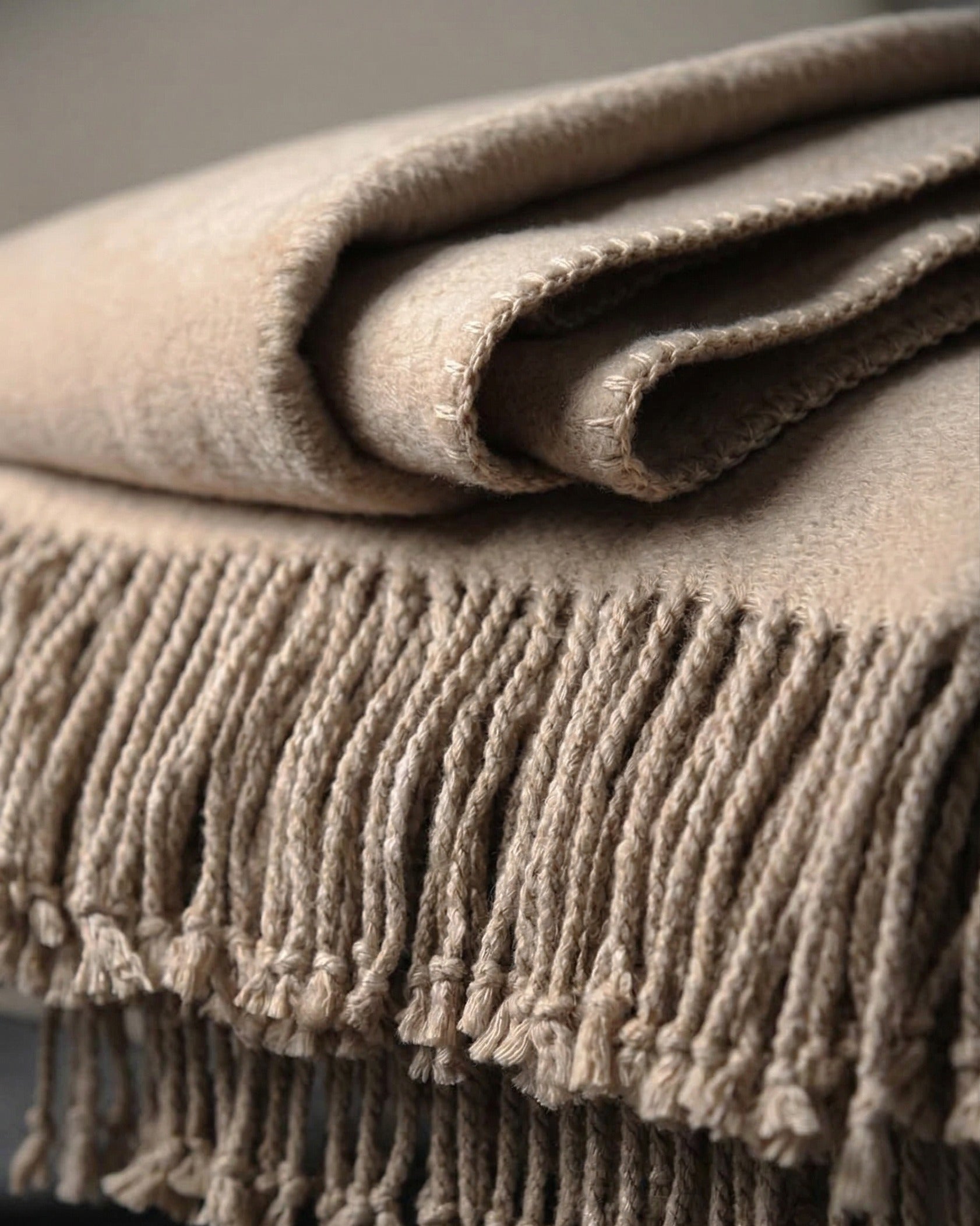 Cascadia Fringed Mulberry Silk Throw – Natural Dune