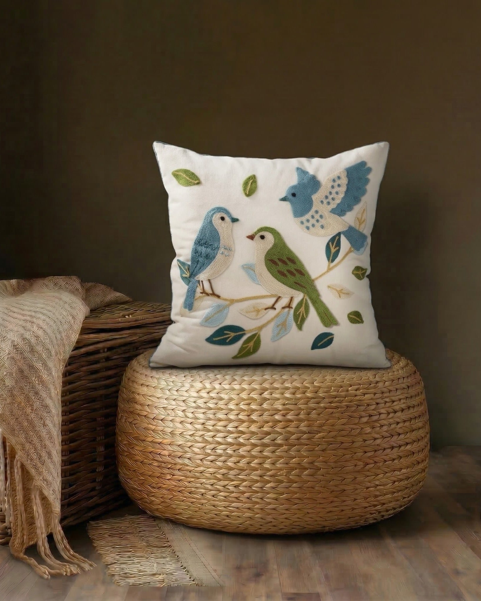 Aerie Chinoiserie embroidered Decorative Pillow