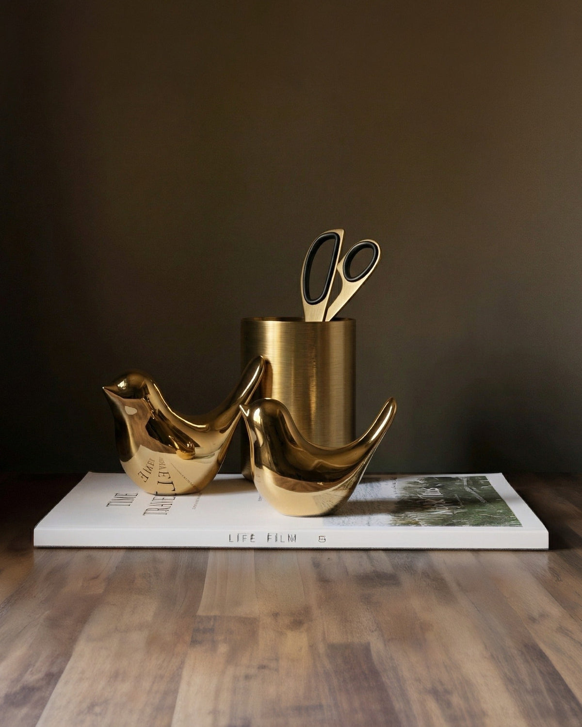 Golden Muse Ceramic Bird Figurines