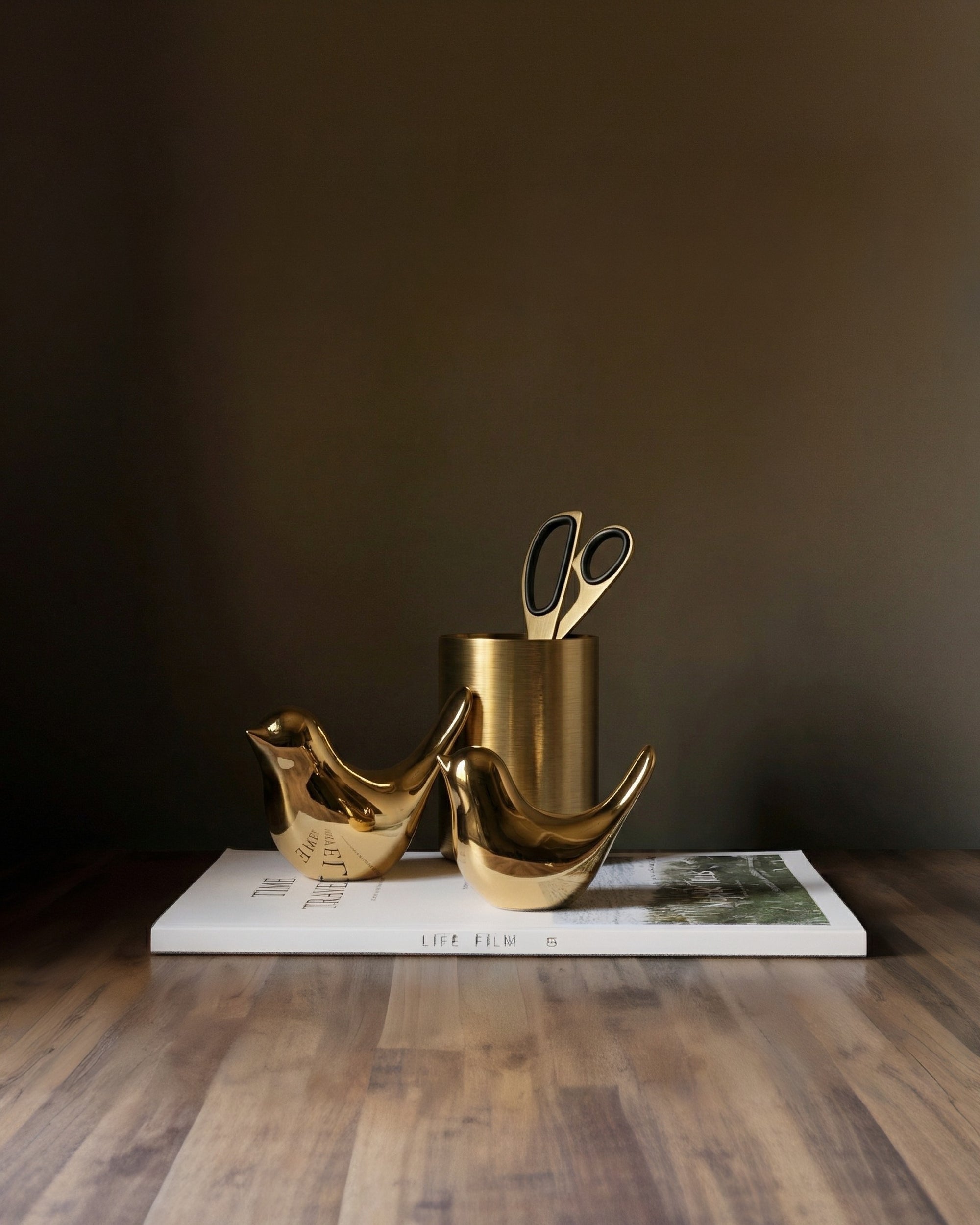 Golden Muse Ceramic Bird Figurines