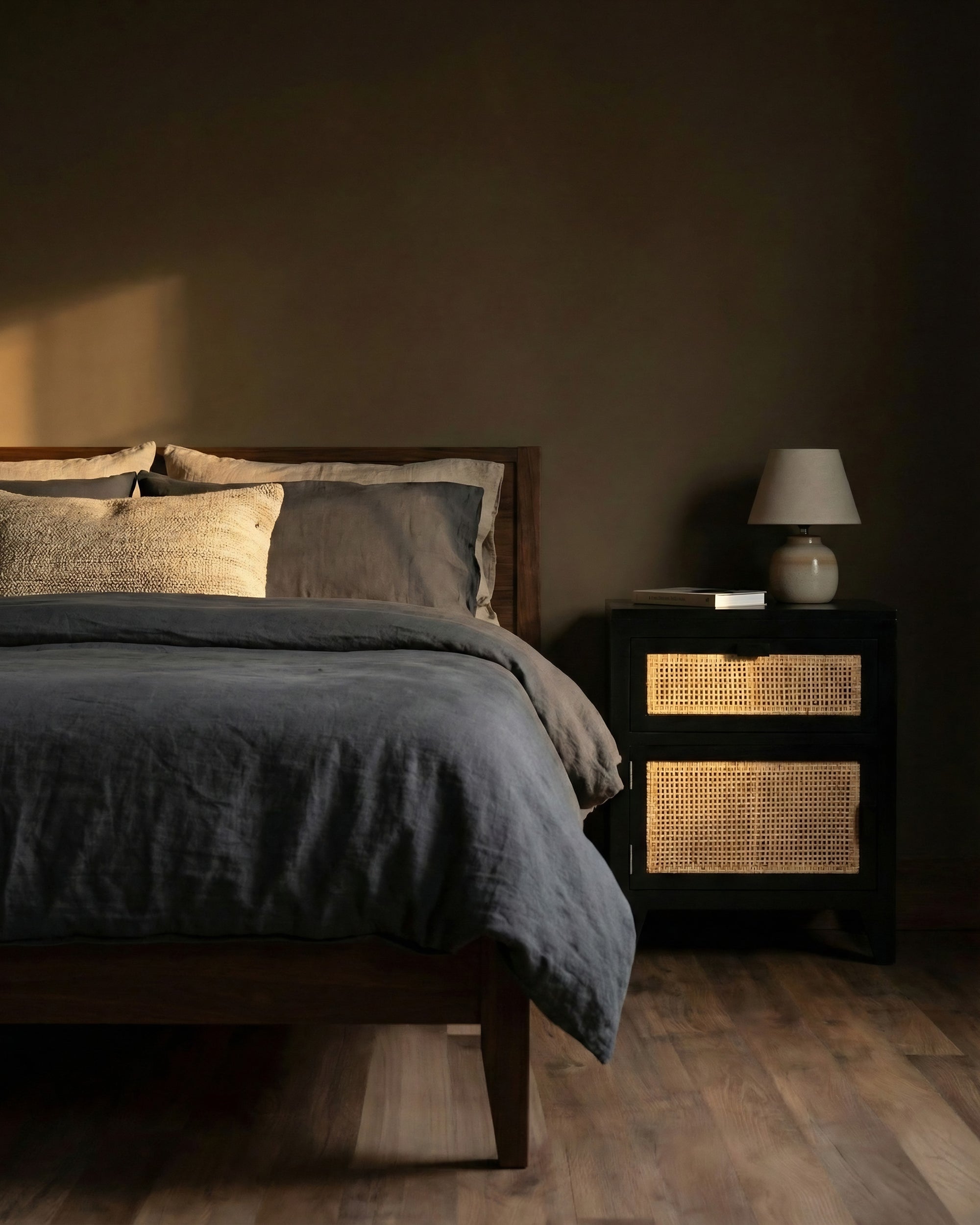 Humphrey Ratan Black Nightstand