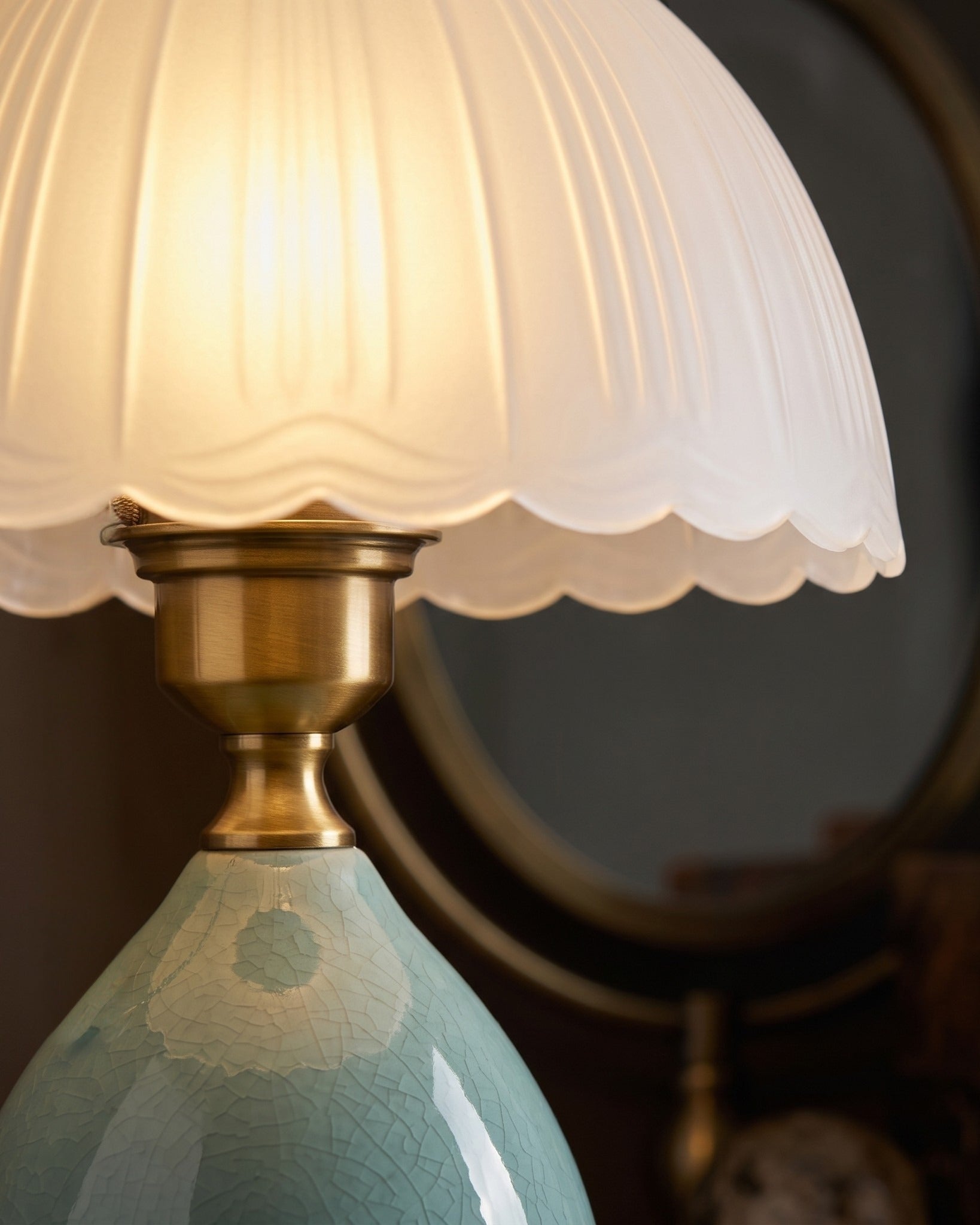 Aurelia Celadon Ceramic Scalloped Lamp