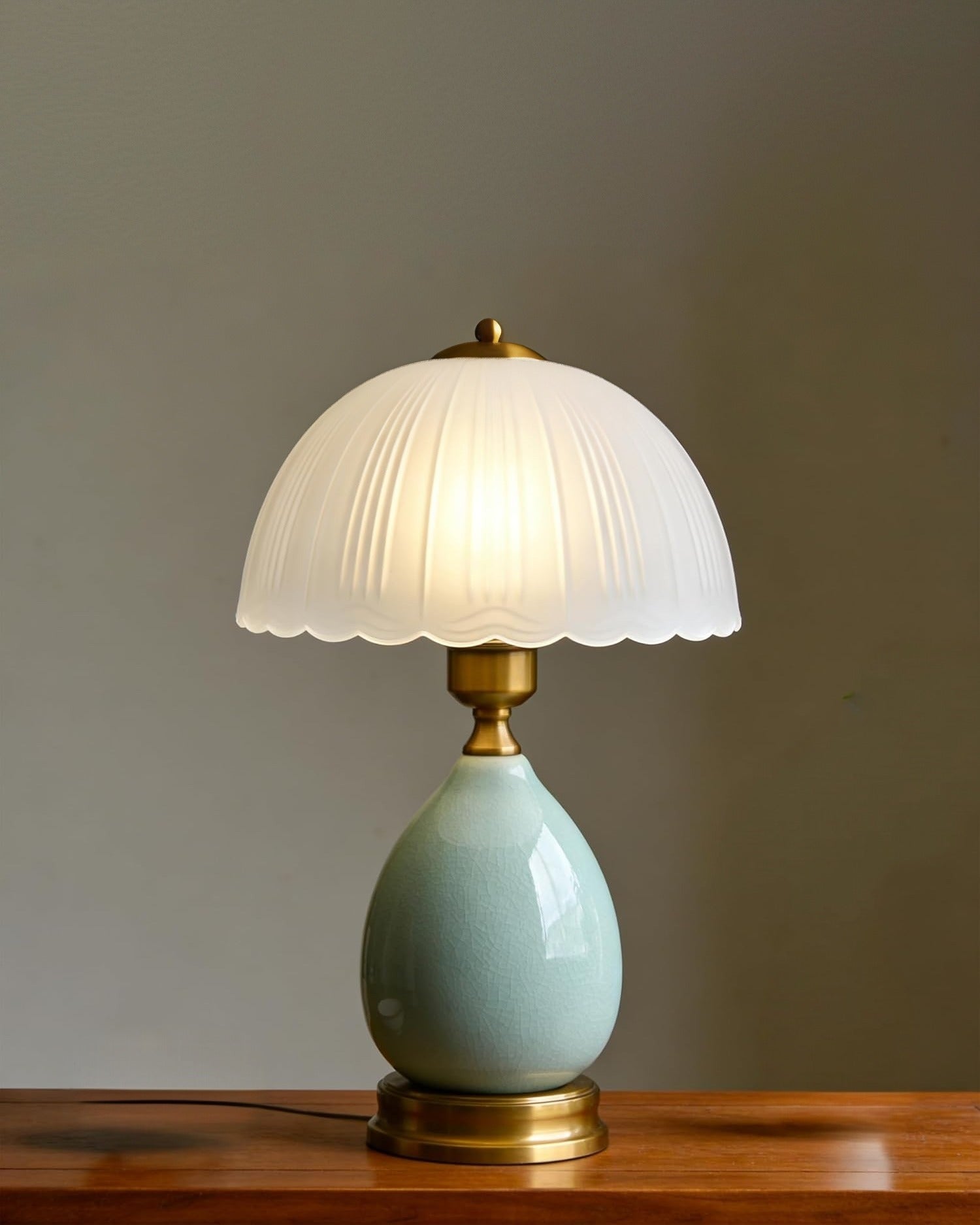 Aurelia Celadon Ceramic Scalloped Lamp