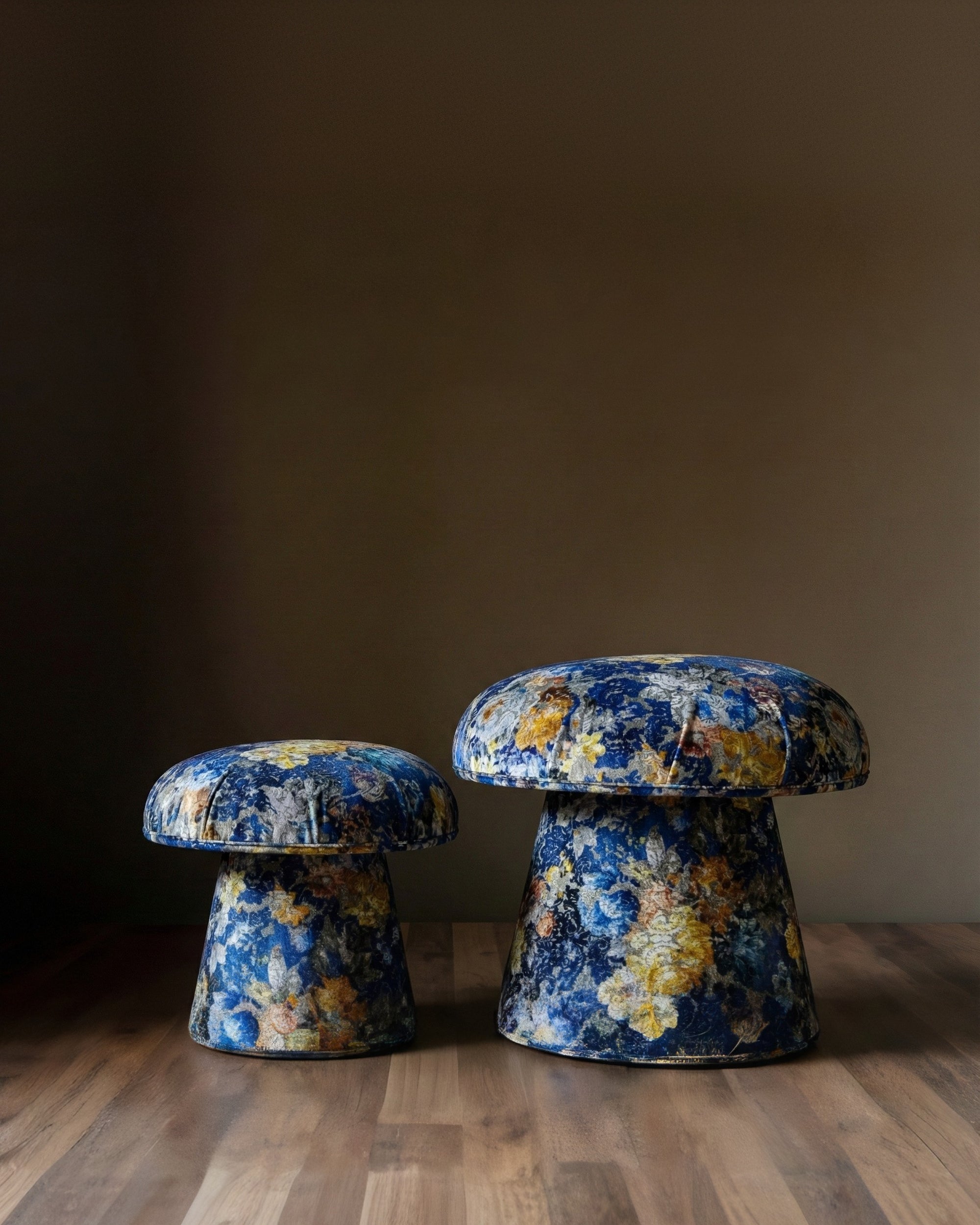 Botticelli Blue Velvet Mushroom Stool