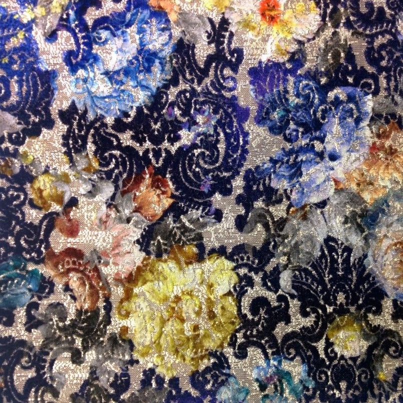 Fabric By The Yard - Botanical Velvet Blue