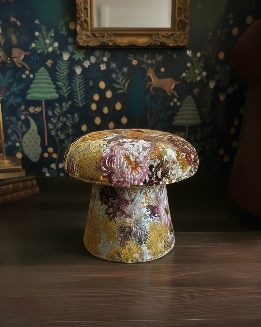 Botticelli Marigold Velvet Mushroom Stool