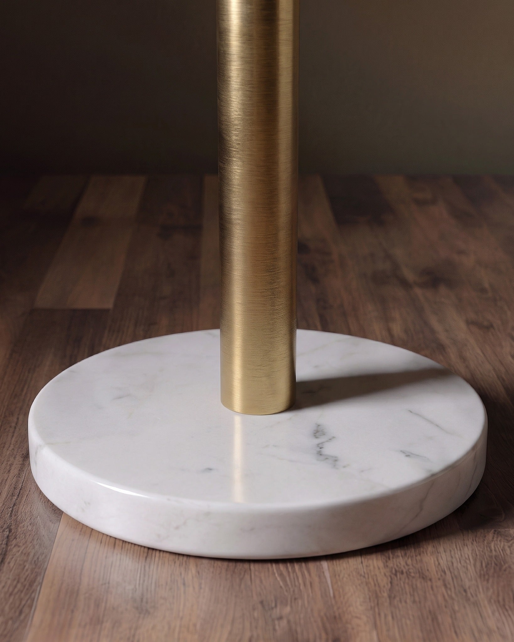 Aurelia Brushed Brass &amp; White Marble Freestanding Paper Towel Holder