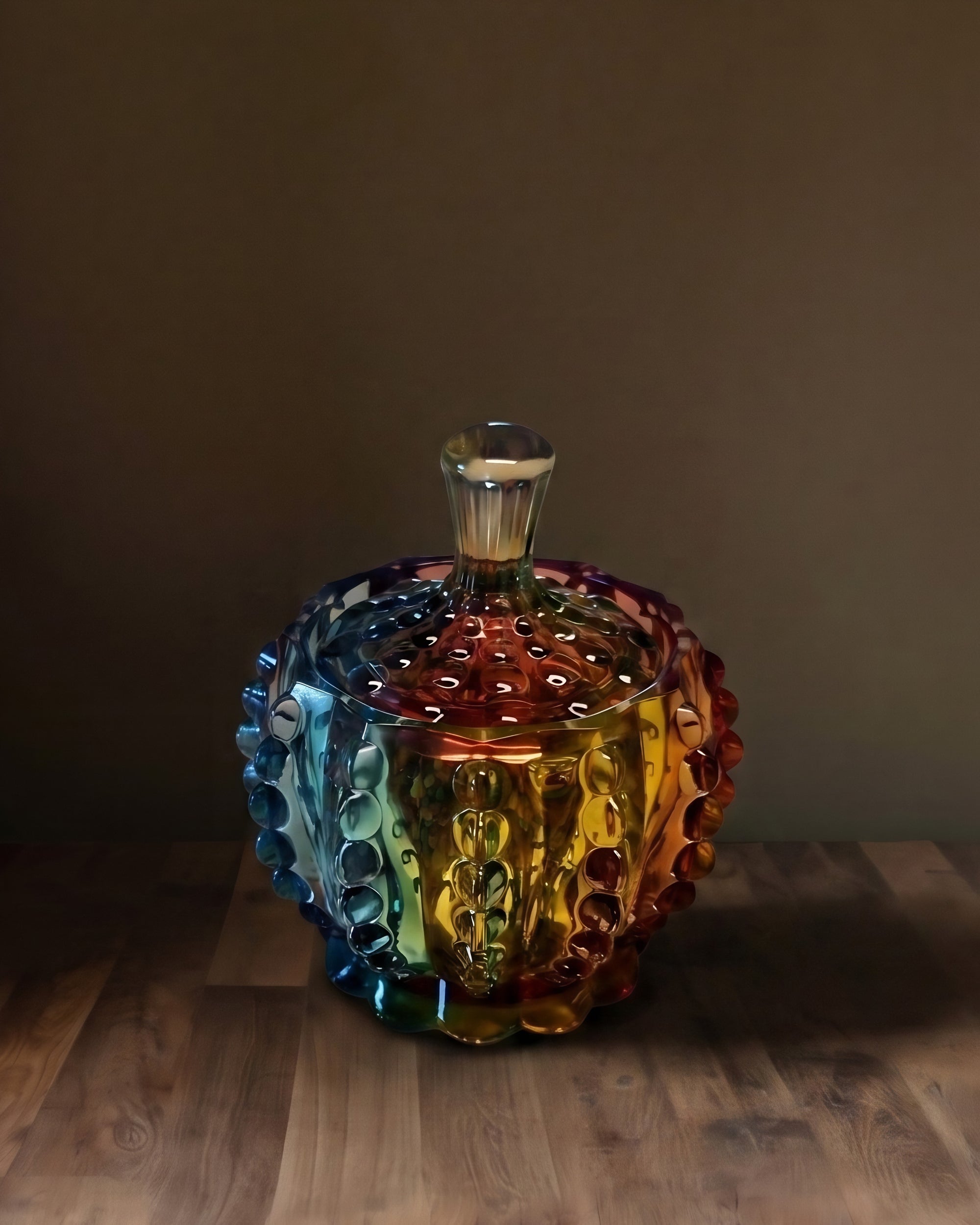 Colorful Crystal Glass Keepsake Jar &amp; Jewelry Box