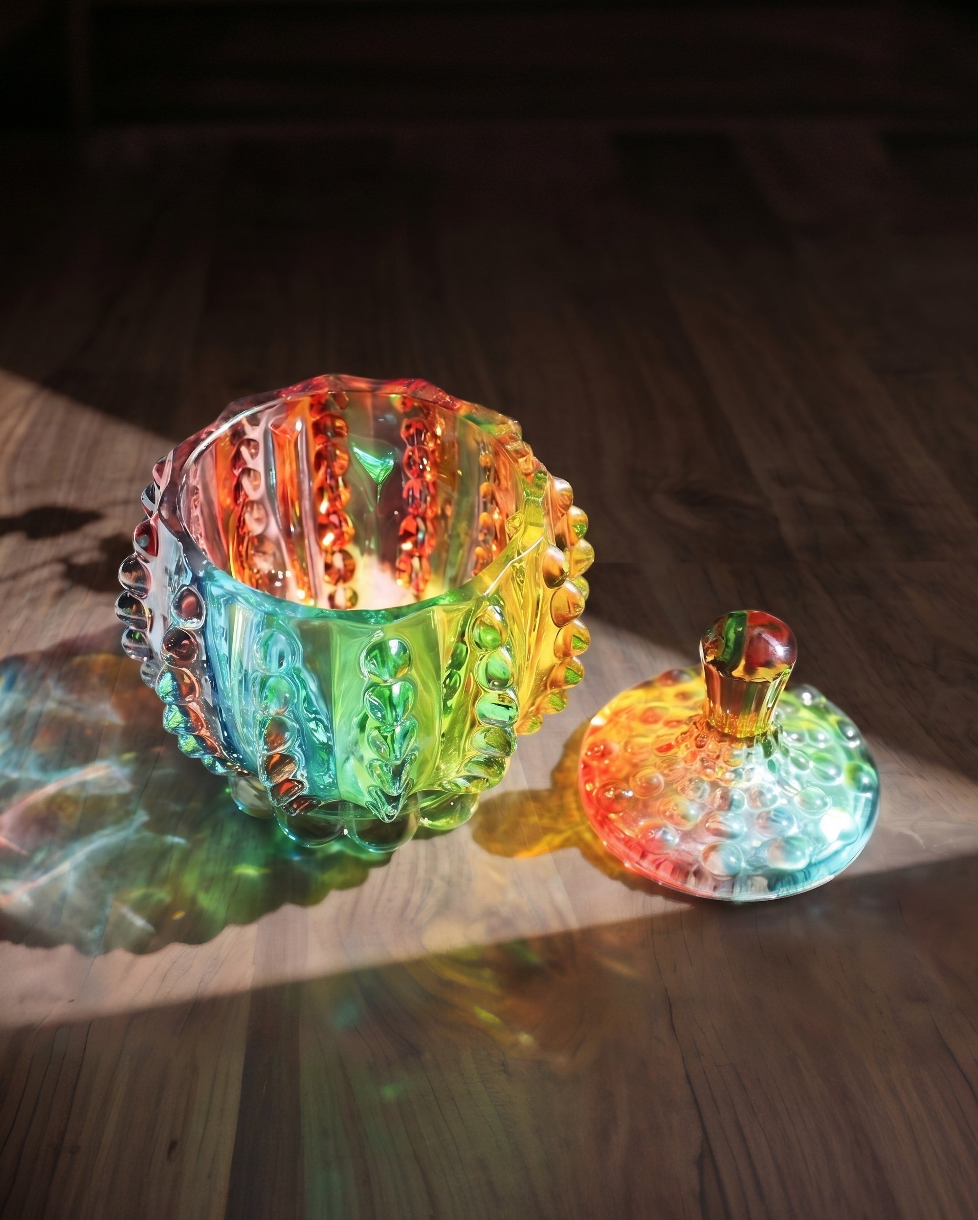 Colorful Crystal Glass Keepsake Jar &amp; Jewelry Box
