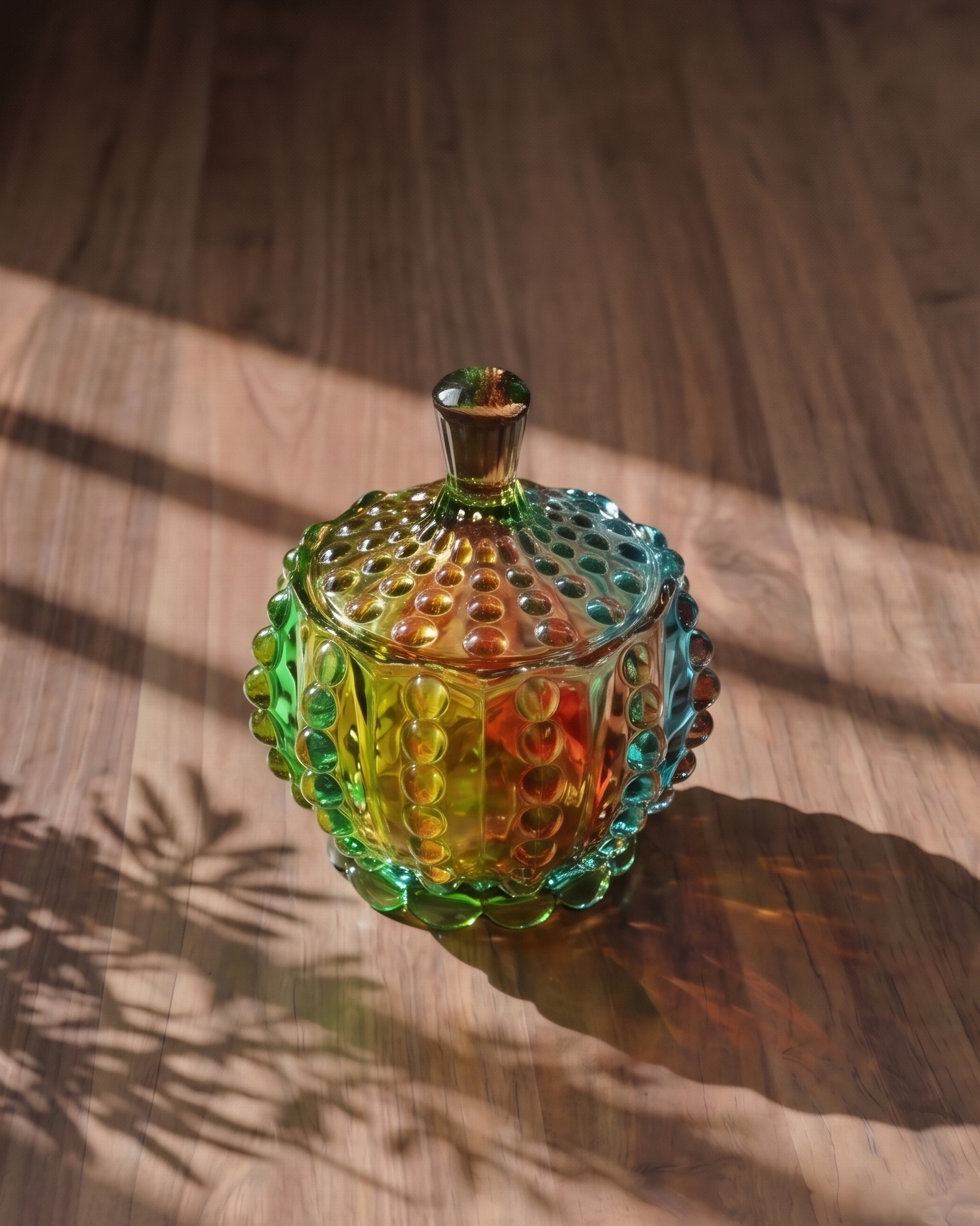Colorful Crystal Glass Keepsake Jar &amp; Jewelry Box