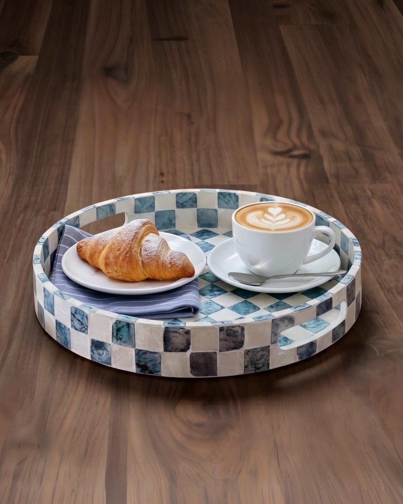 Azure Ripple Bone Inlay Tray