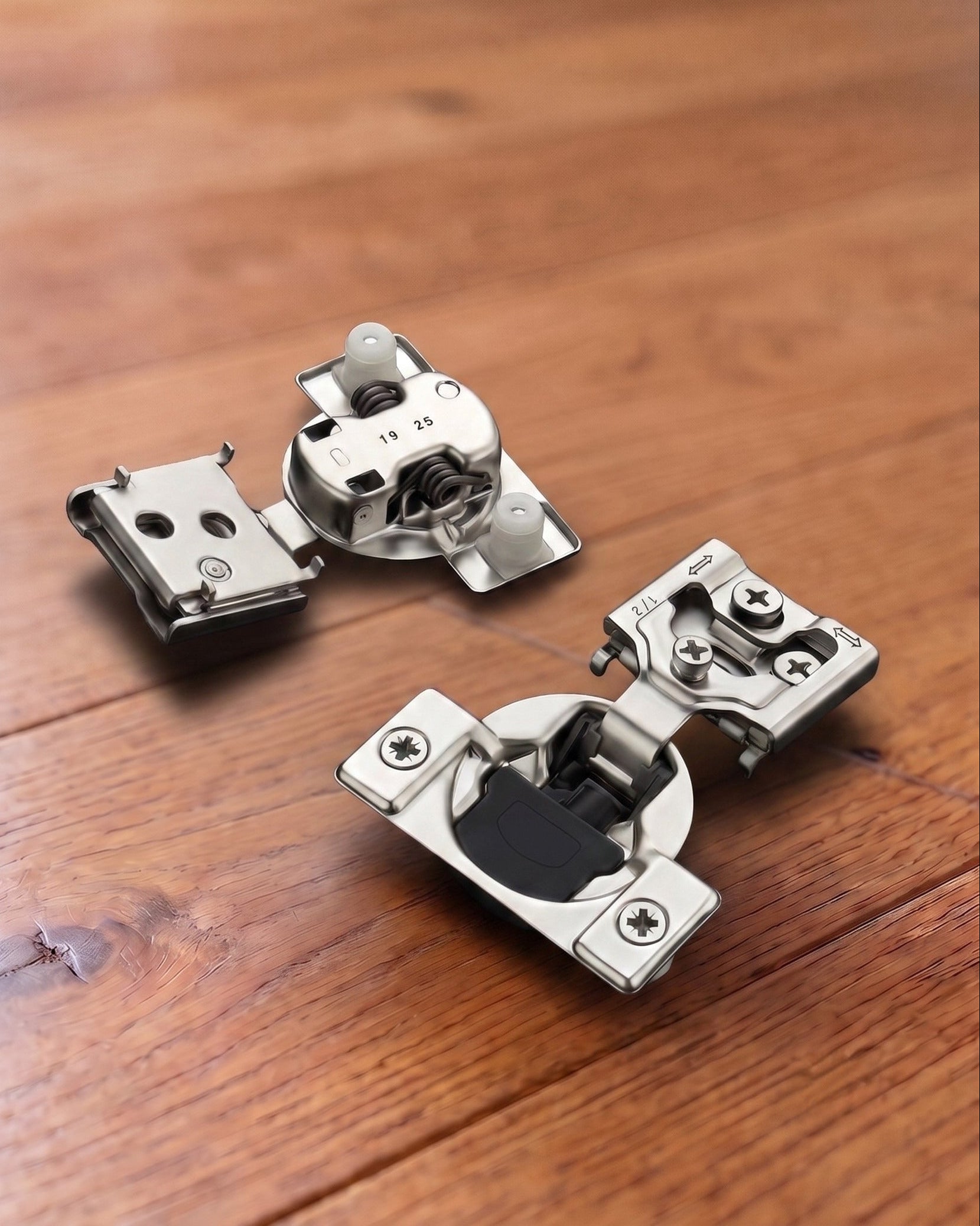Stratum Series Stainless Steel 1/2" Overlay Hidden Hinge with Integrated Soft-Close