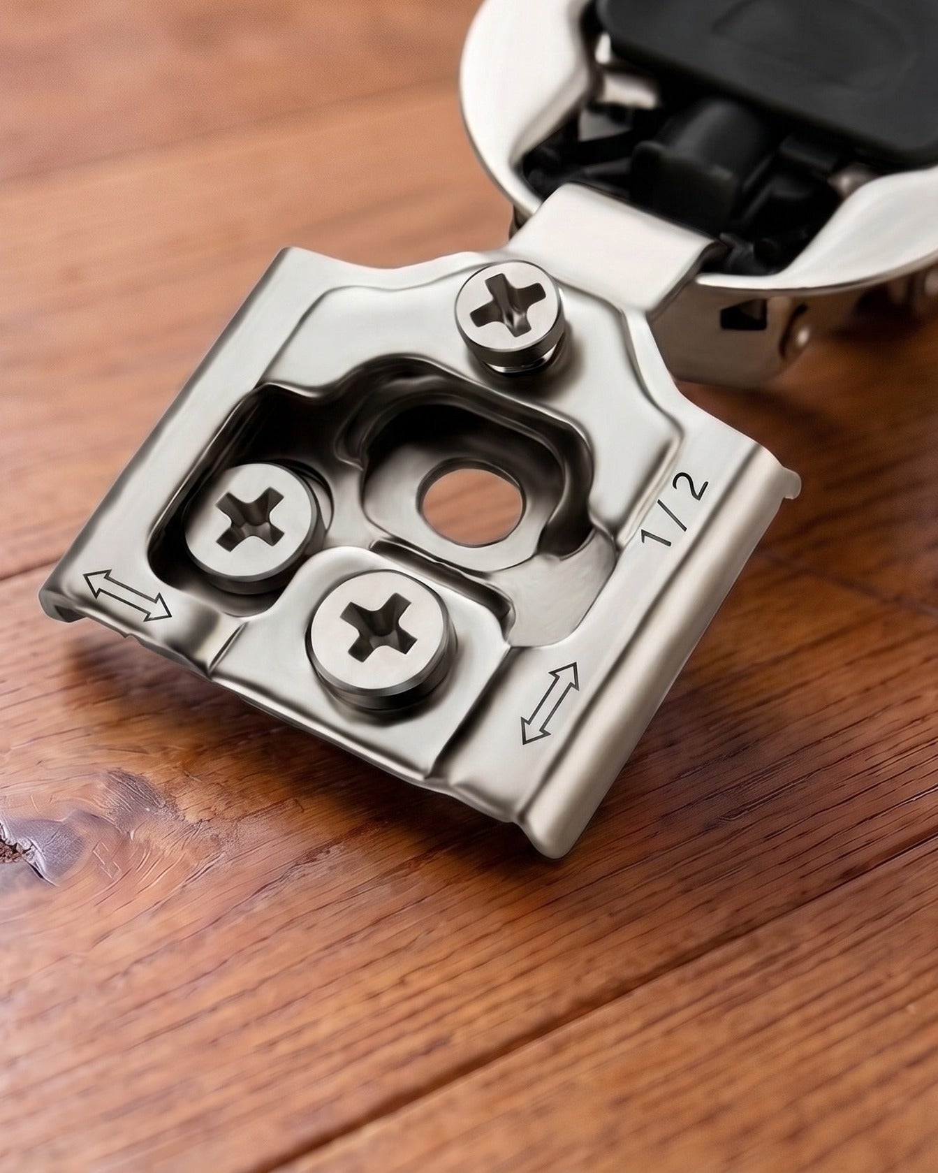 Stratum Series Stainless Steel 1/2" Overlay Hidden Hinge with Integrated Soft-Close