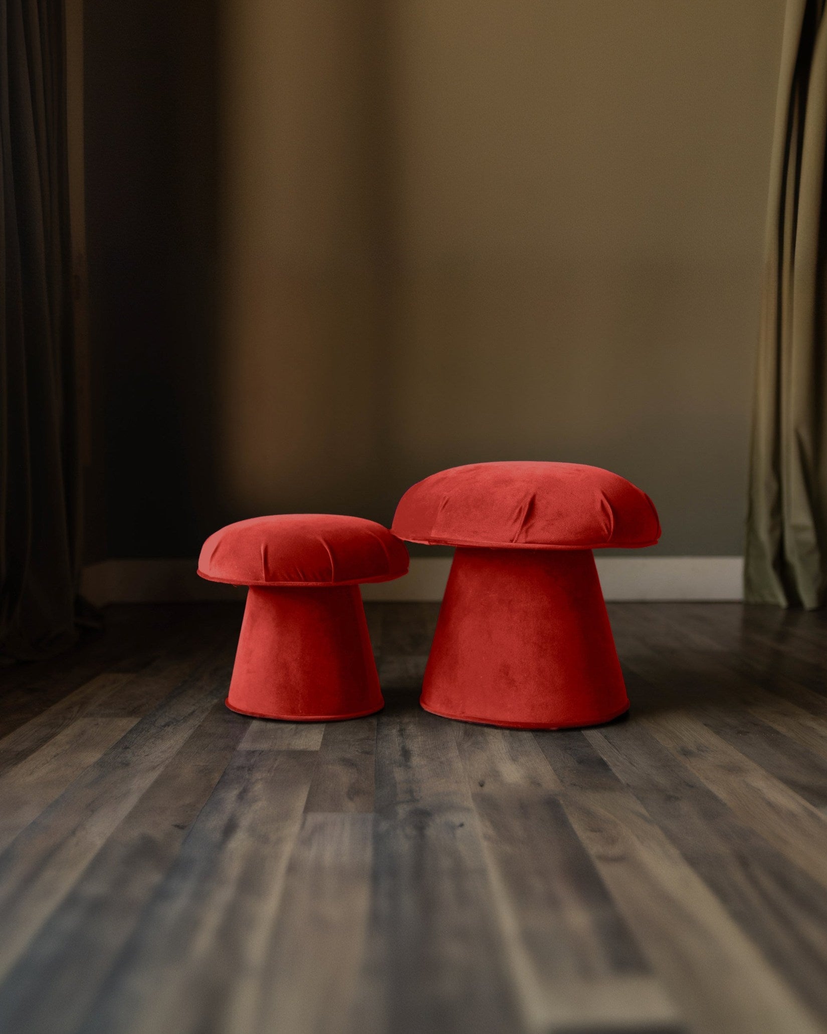 Large Mushroom Stool - Crimson