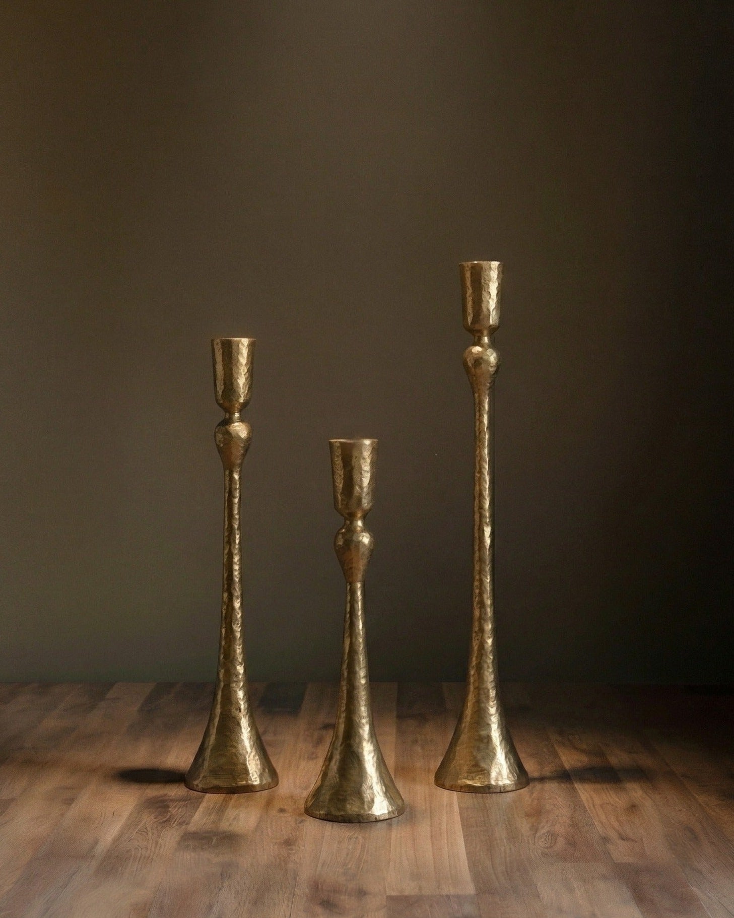 The Artisan Hammered Trio Hand-Forged Taper Candle Holder