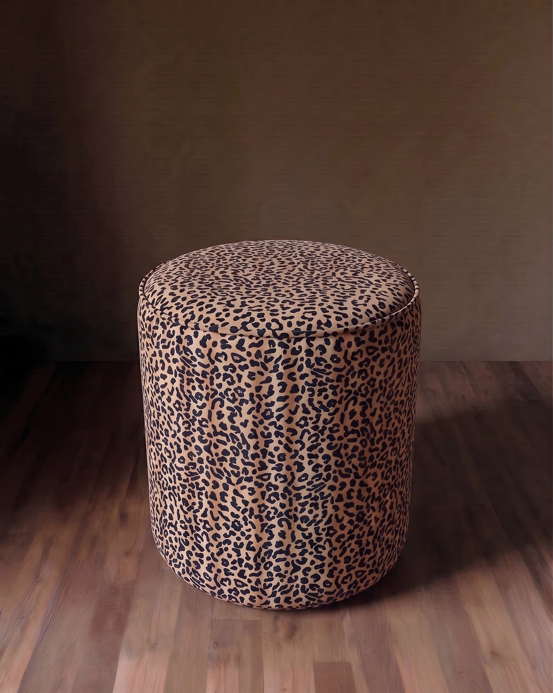 The Monti Cylinder Cut Velvet Ottoman