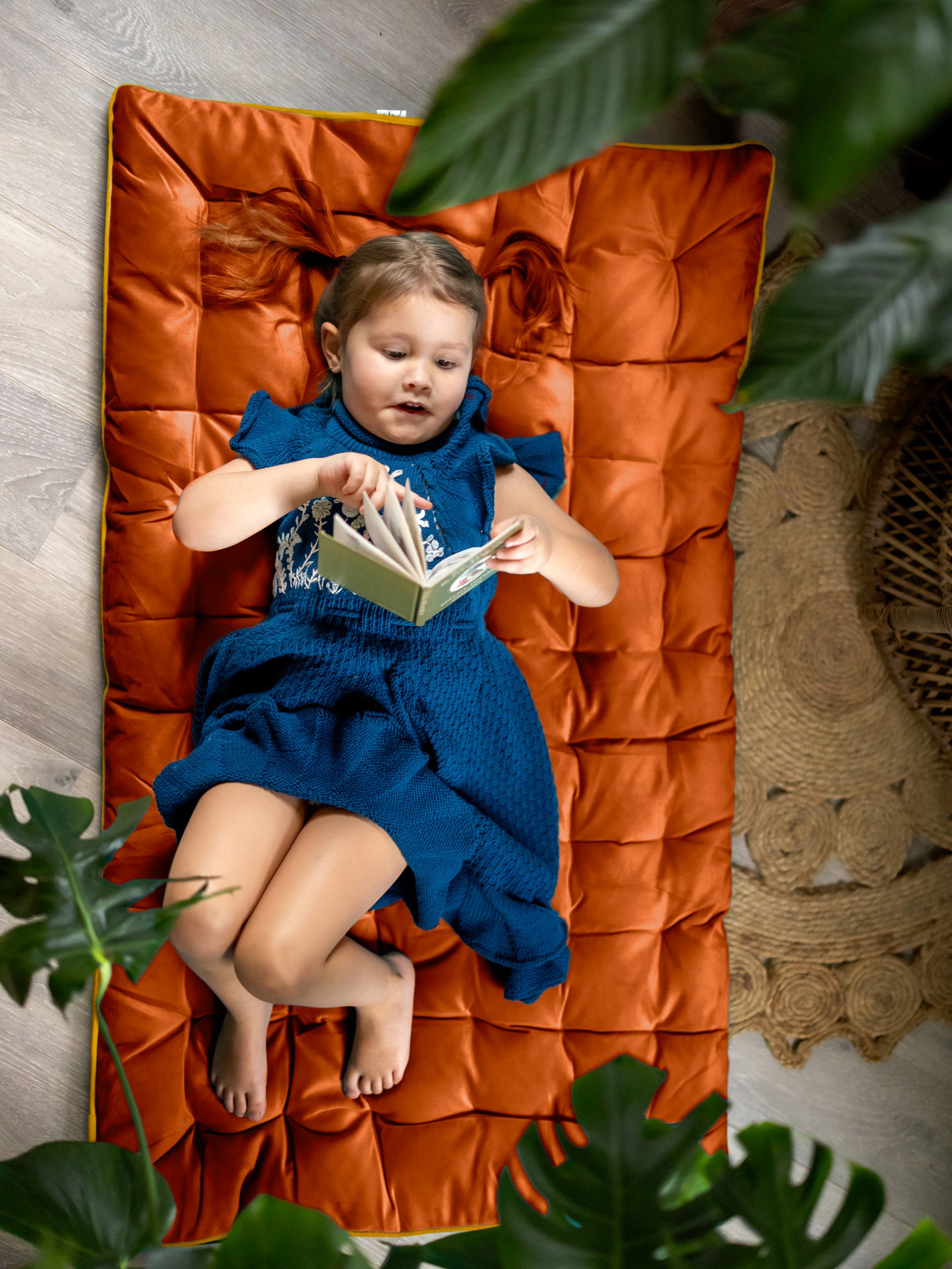 Extra Large Double Sided Tufted Floor Pillow Marigold Rust