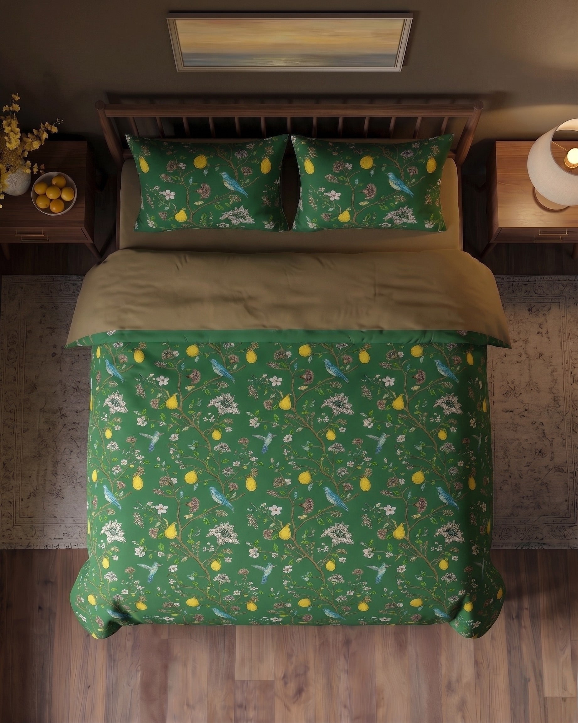 The Queen’s Greenhouse Whimsical Meadow Botanical Comforter Set - Green